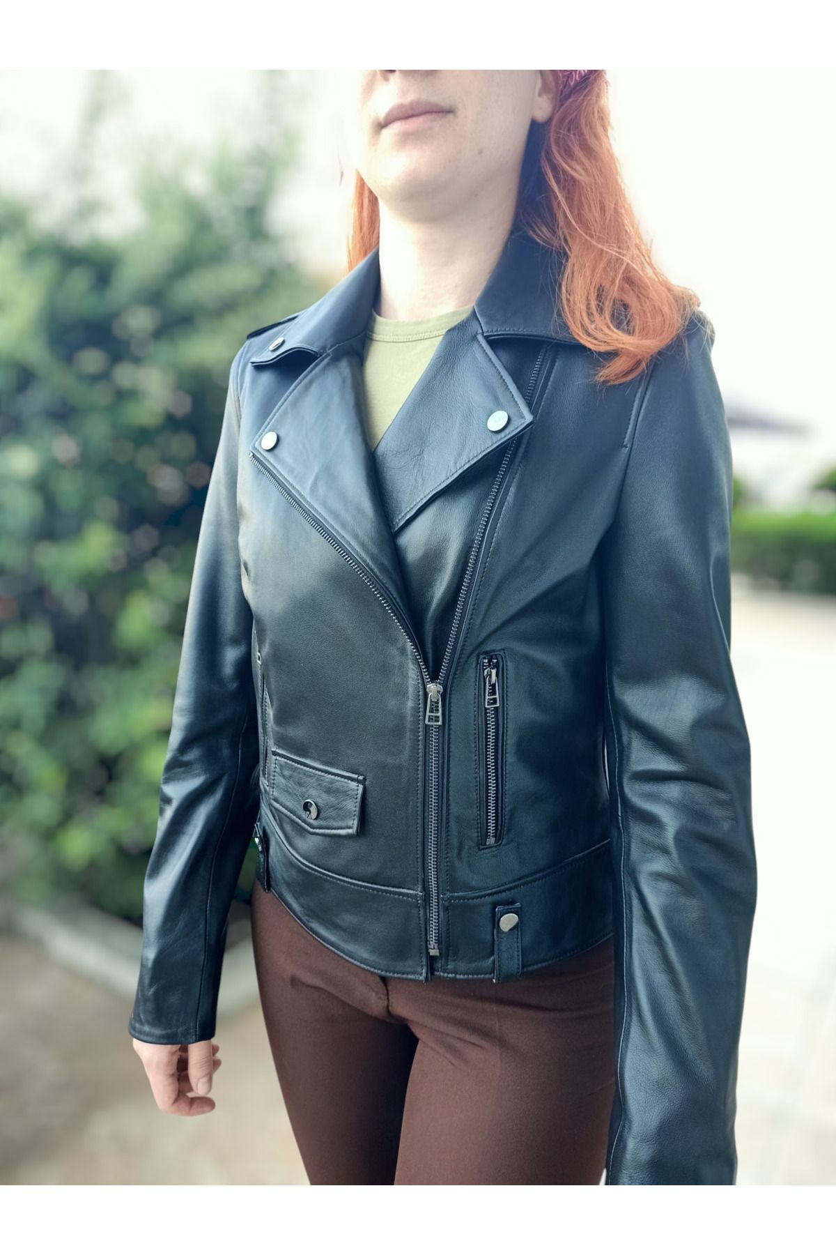 Zihni Leatherwork Siyah Kadın Hakiki Deri Ceket
