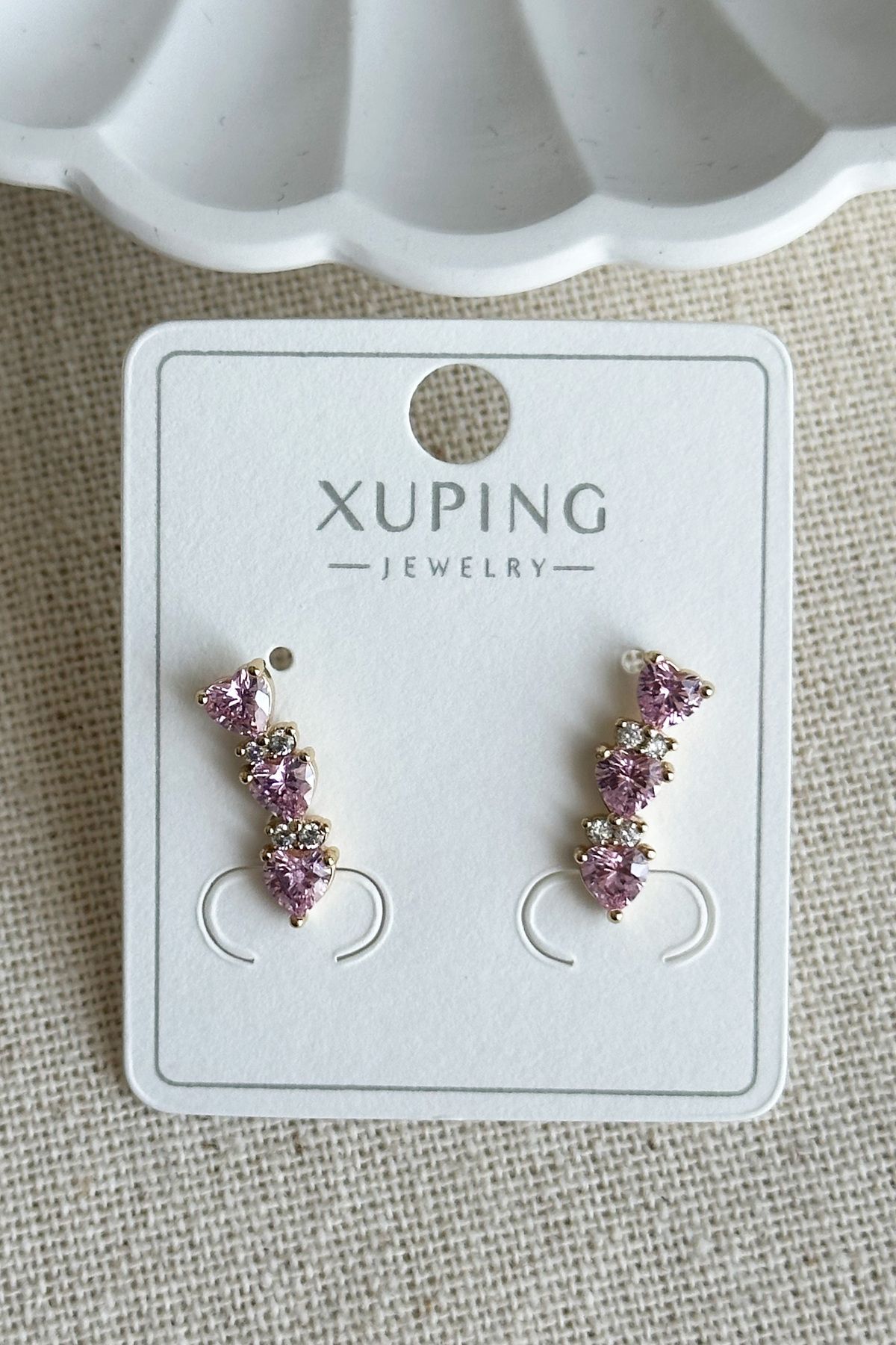 Modacaprea Xuping 14K Pembe Kalpli Vidalı Kadın Küpe – Kararmaz | Kadın Takı Xuping Küpe