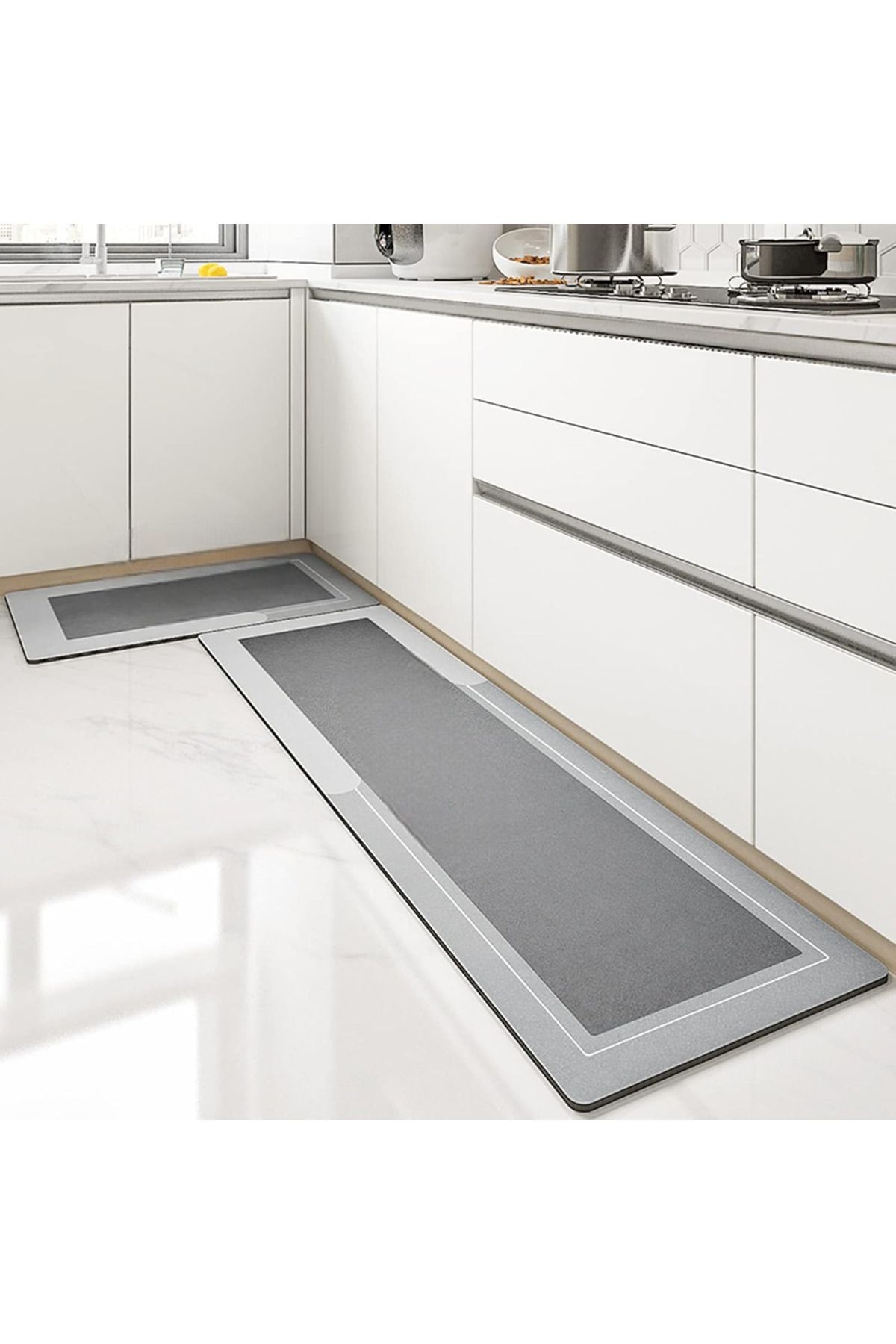 MAİN SHOP Sihirli Su Emici Mutfak Banyo Paspası Kaymaz Tabanlı 156x58 CM TAKIM 38X58 CM Yazısız Model M-61