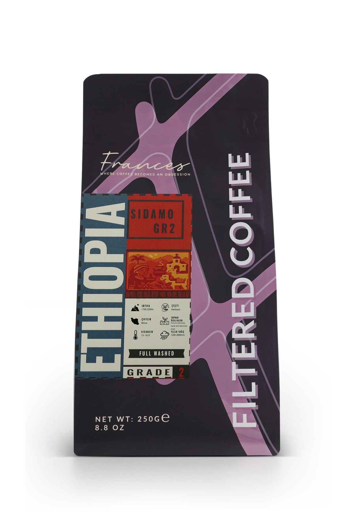 FRANCES Ethiopia Sidamo GR2 Çekirdek Filtre Kahve 250g