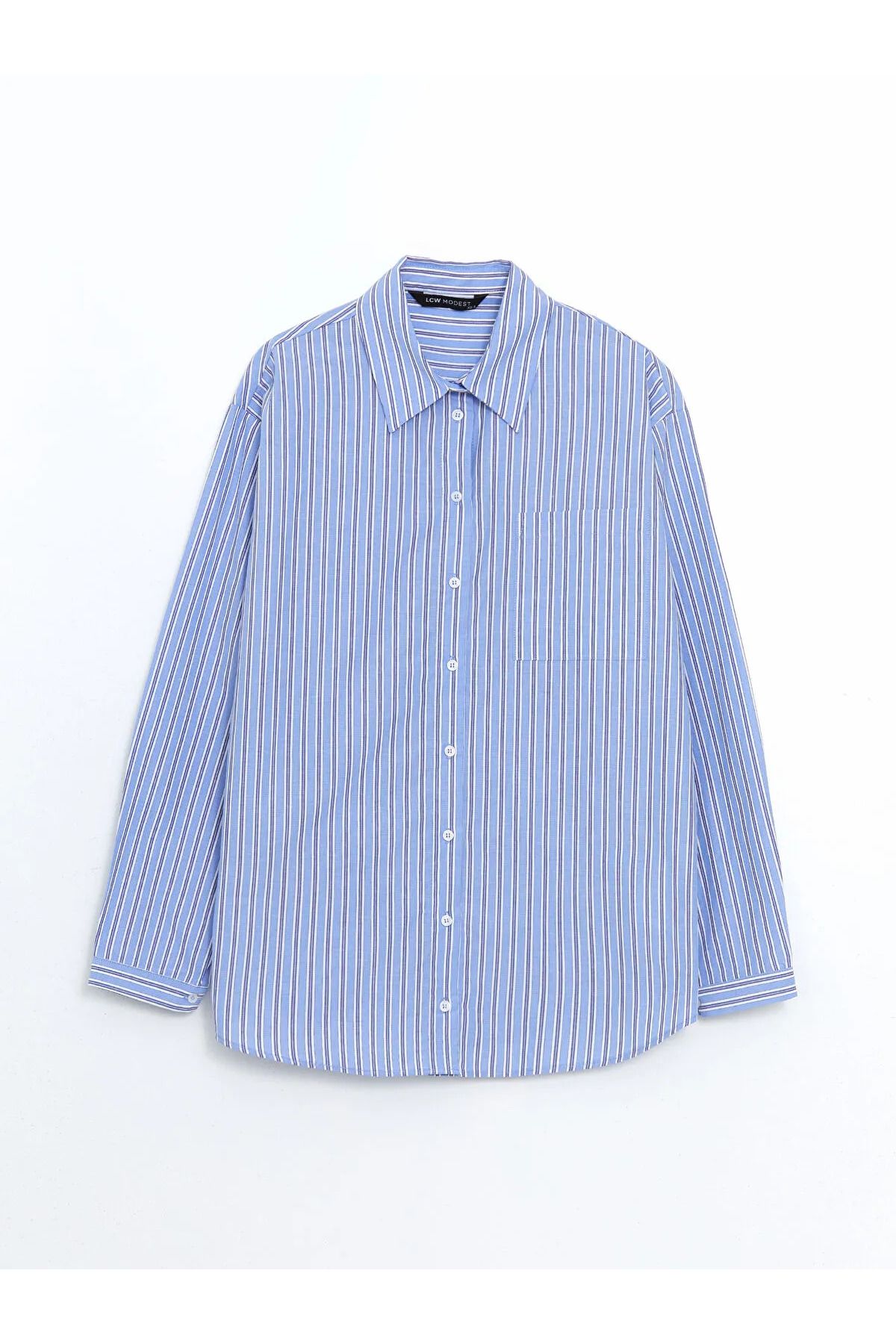 LC Waikiki Çizgili Oversize Poplin Kadın Gömlek Tunik