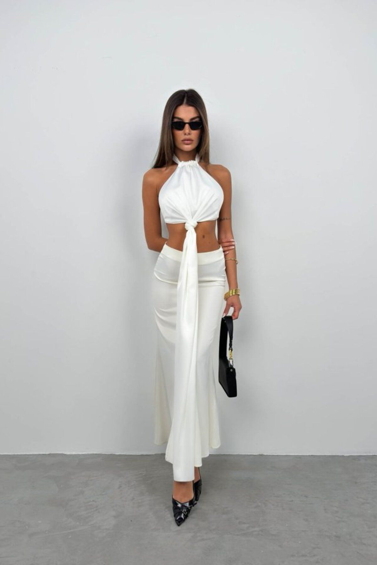ETİLER COLLECTION Evaze Saten Etek