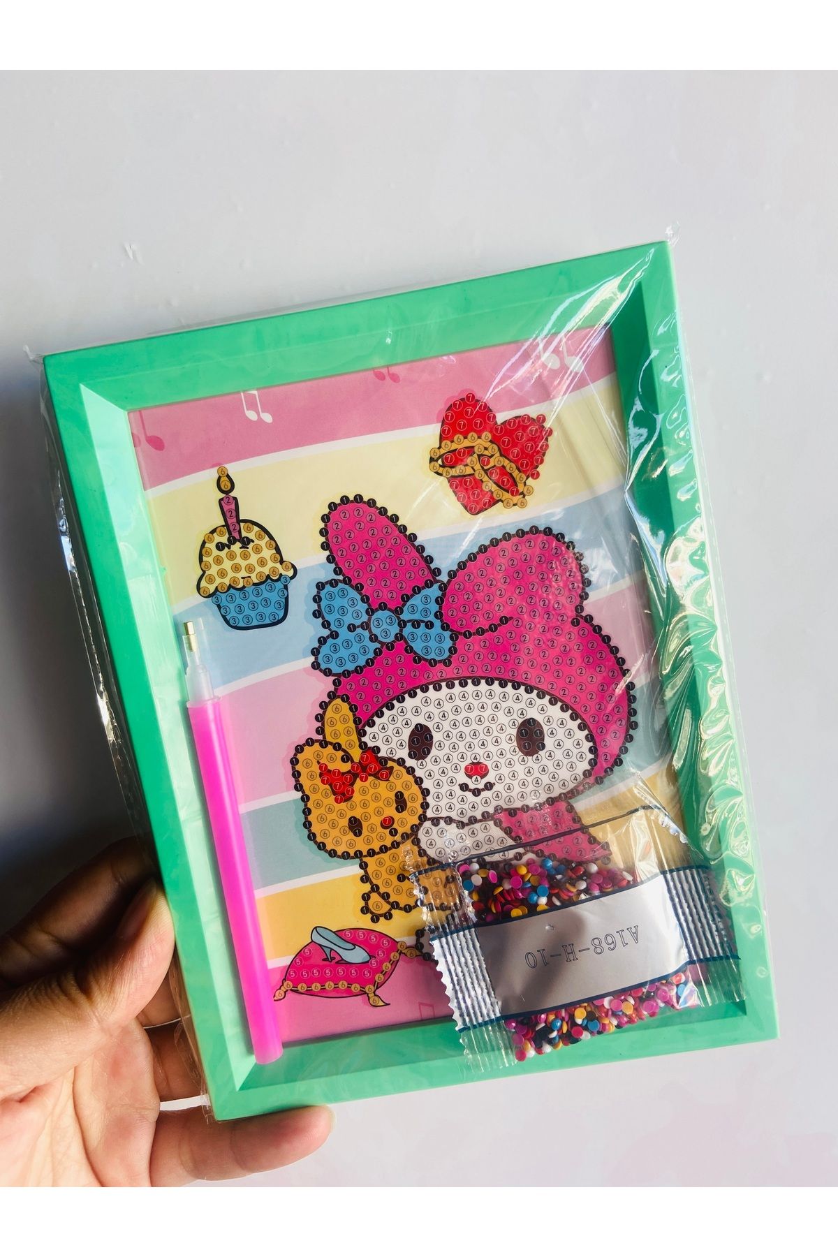 synshop My Melodi Melody Sanrio Elmas Mozaik Kendin Yap Boncuklu Taşlı Tablo (Çerçeveli) Sanat Kit Taşlama
