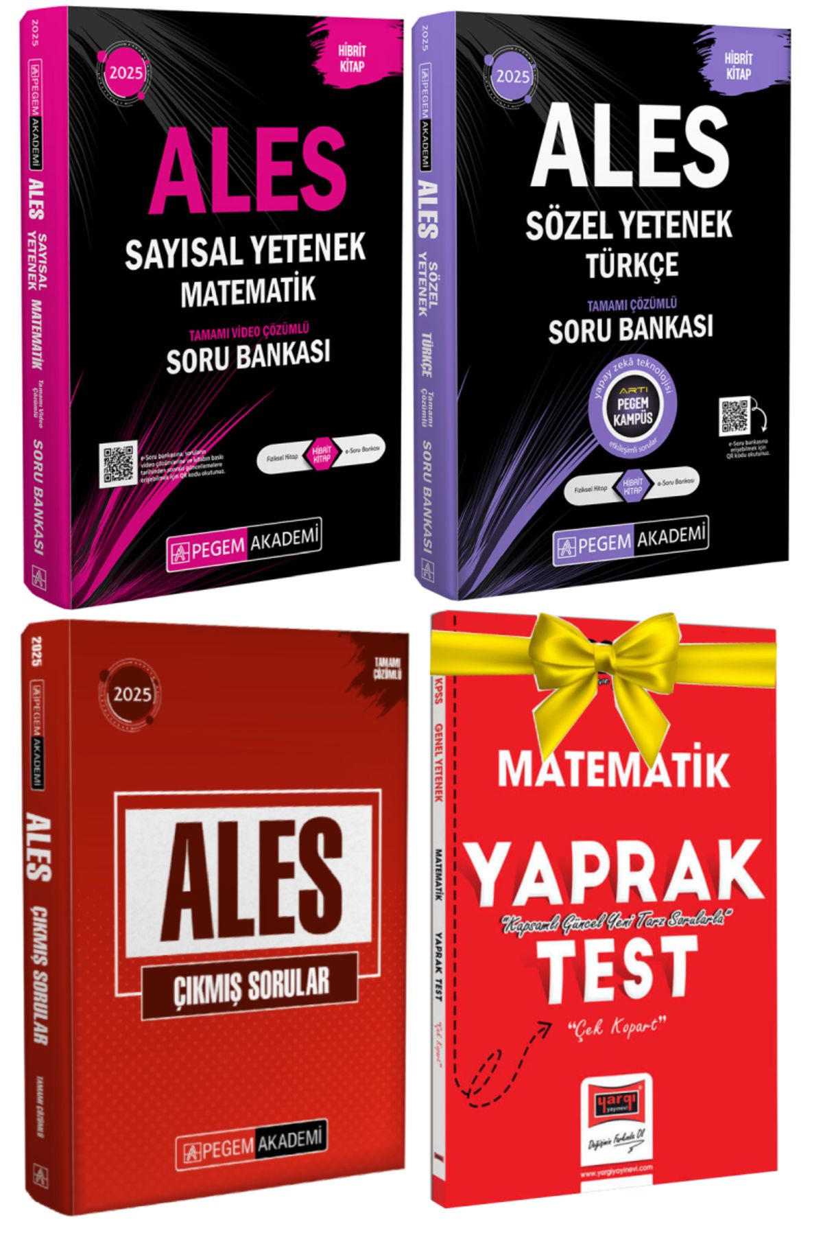 Pegem Akademi Yayıncılık 2025 Pegem Ales Sayısal Soru Bankası+Sözel Soru Bankası+ Ales Çıkmış Sorular+Hediye