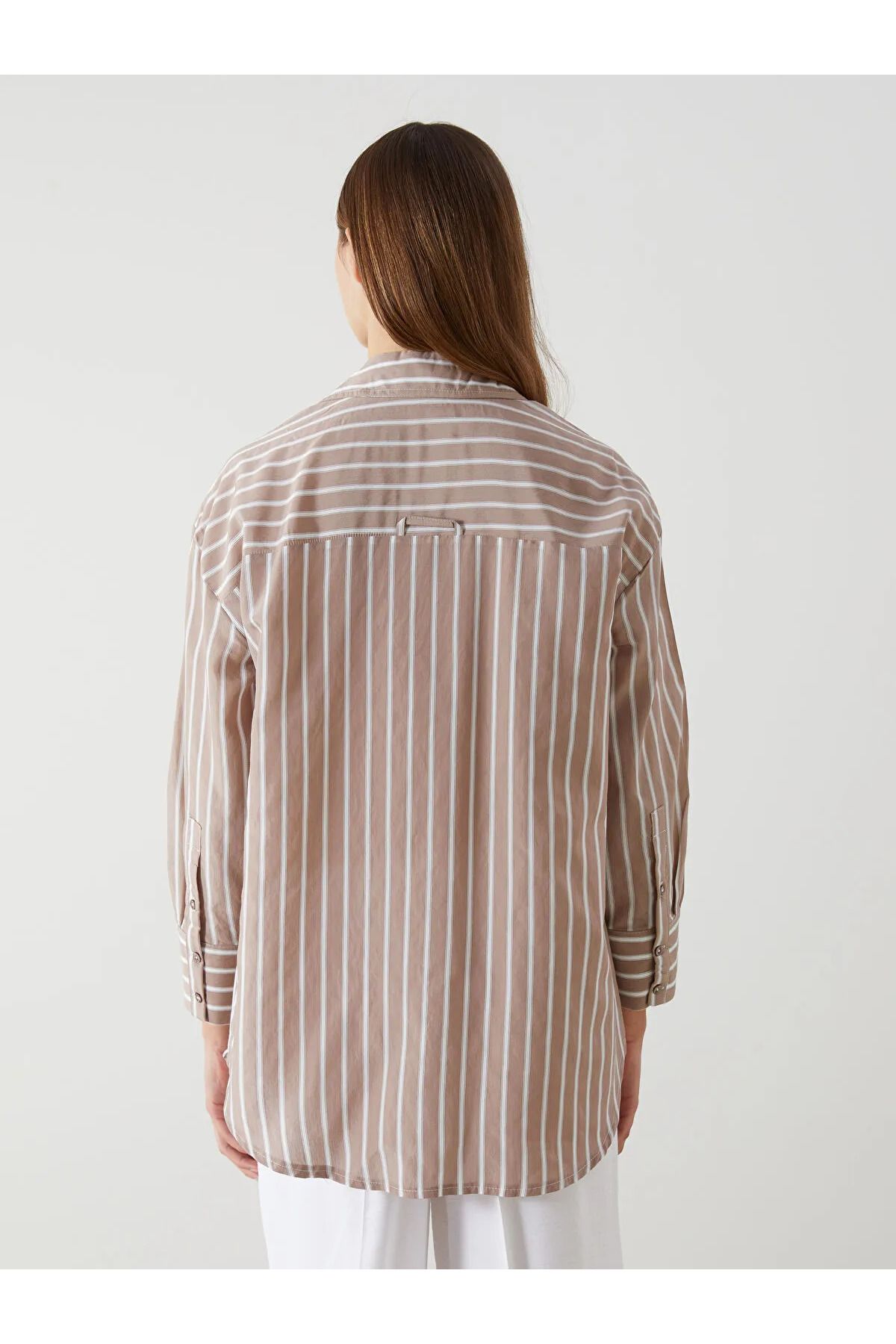 LC Waikiki Çizgili Oversize Kadın Gömlek Tunik