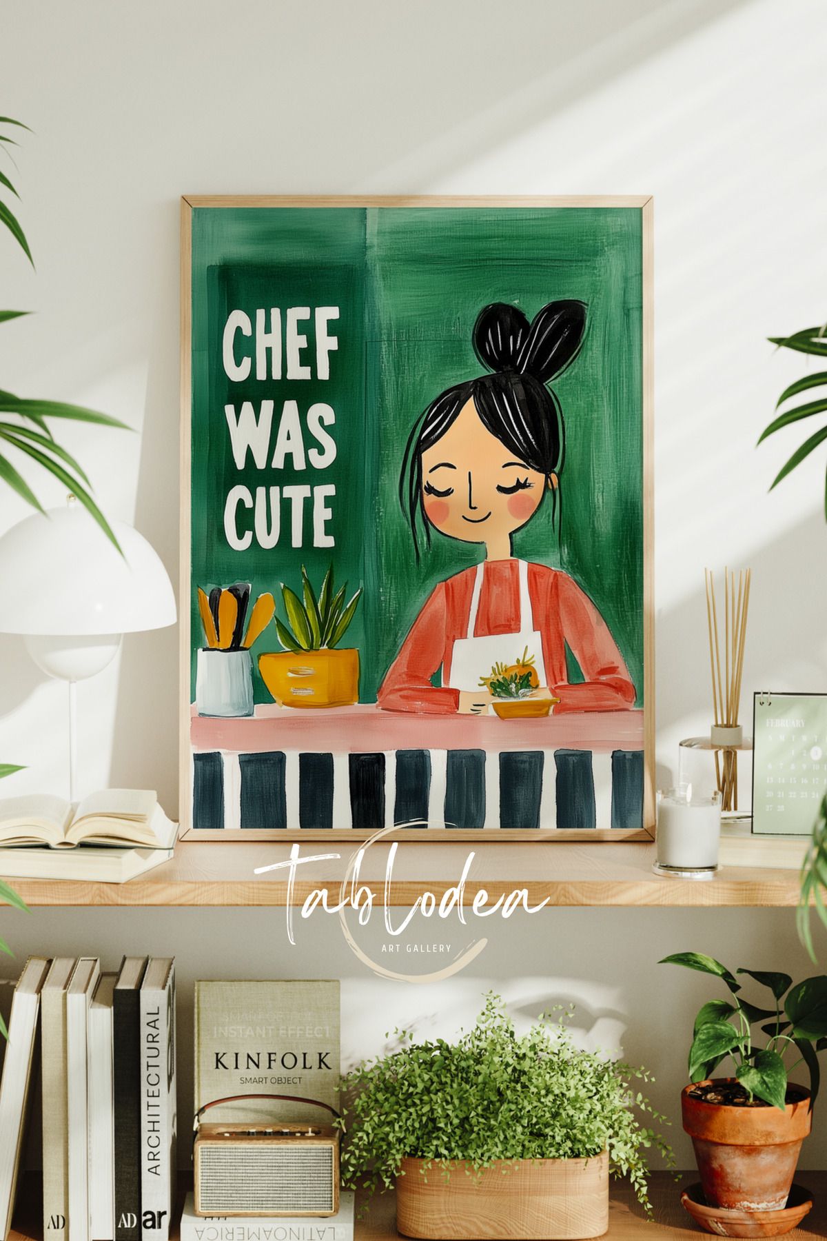 tablodea TDCHEF Bohem Mutfak Dekoru Ahşap Çerçeveli Poster Tablo Minimalist Dekoratif Modern Mutfak Tablosu