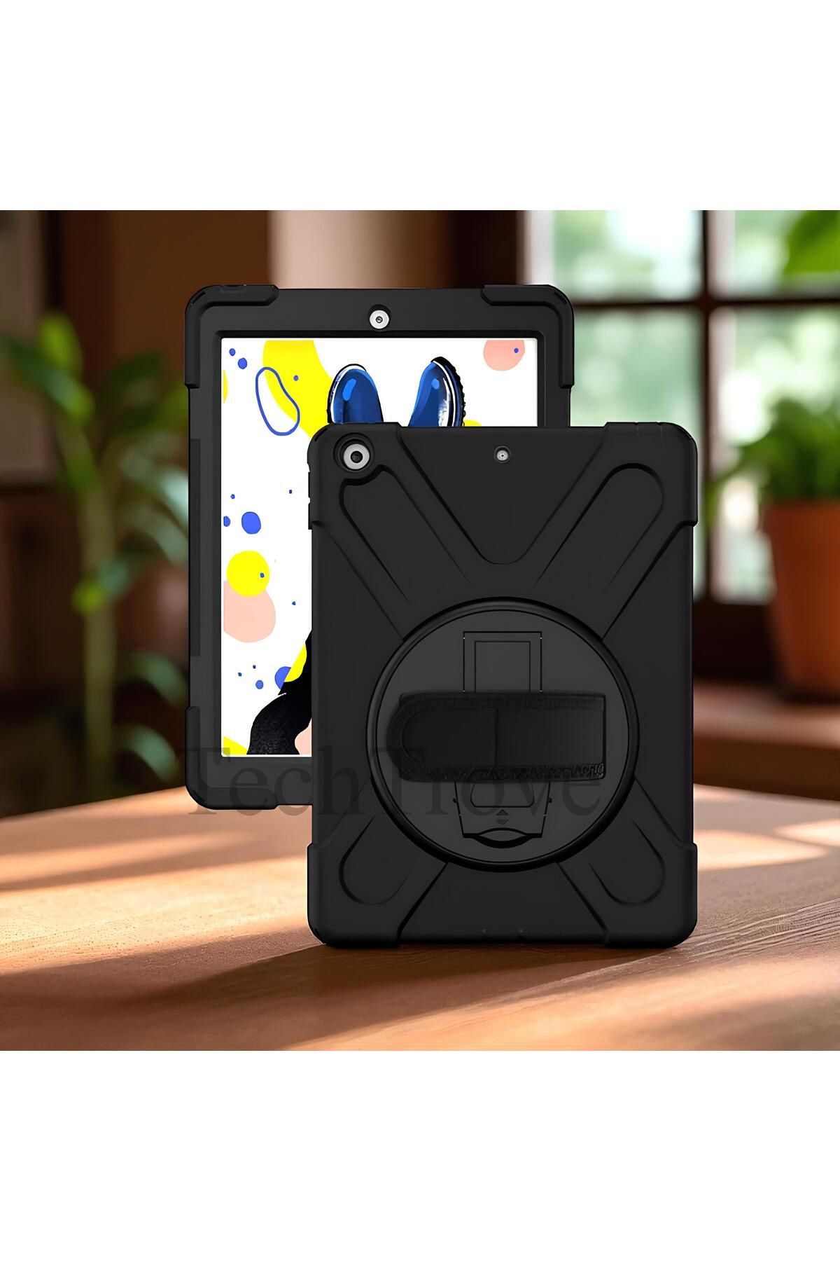 TechTrove Apple iPad 10.2 (8.Nesil) Kılıf Maksimum Korumalı Askılı El Tutamaçlı Kılıf