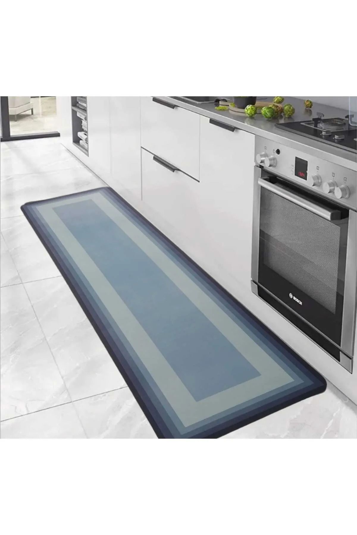 MAİN SHOP Şık Tasarım Su Emici Banyo Lavabo Mutfak Kaymaz Tabanlı Paspas 156X38 cm Yazısız Model M-61