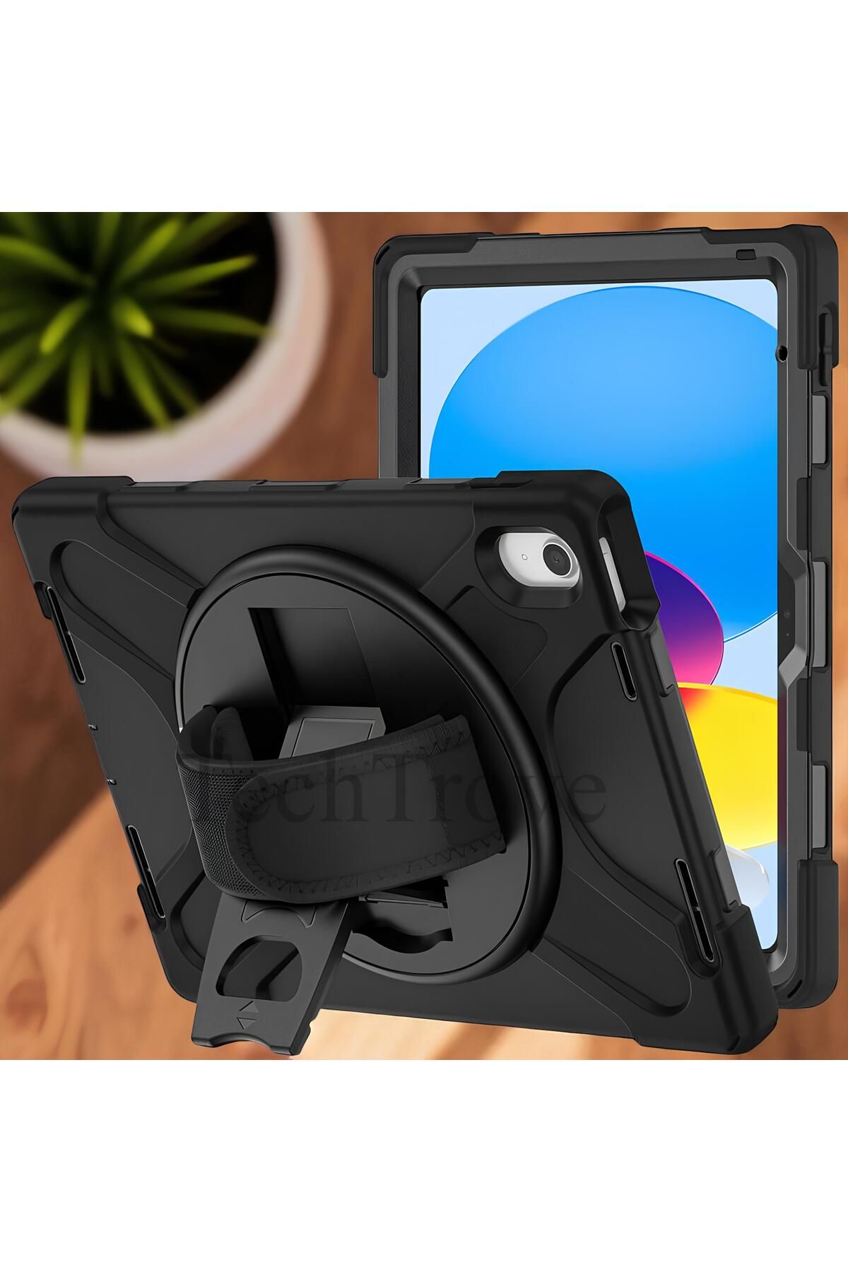 TechTrove Apple iPad 11.Nesil 2025 Kılıf Maksimum Korumalı Askılı El Tutamaçlı Kılıf