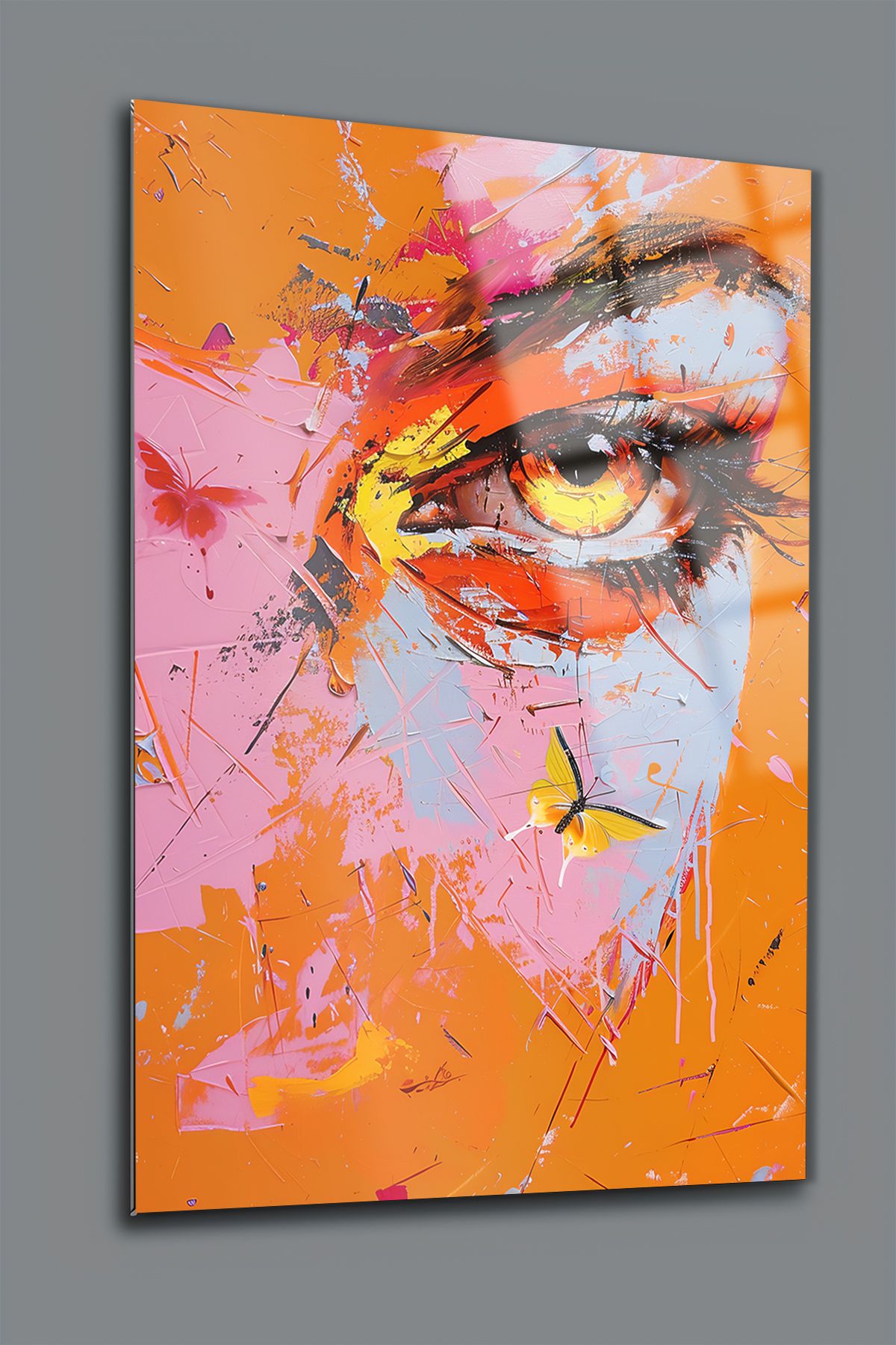 glassartdesign Renkli Kadın Yüzü Cam Tablo-Modern Sanat Tablosu