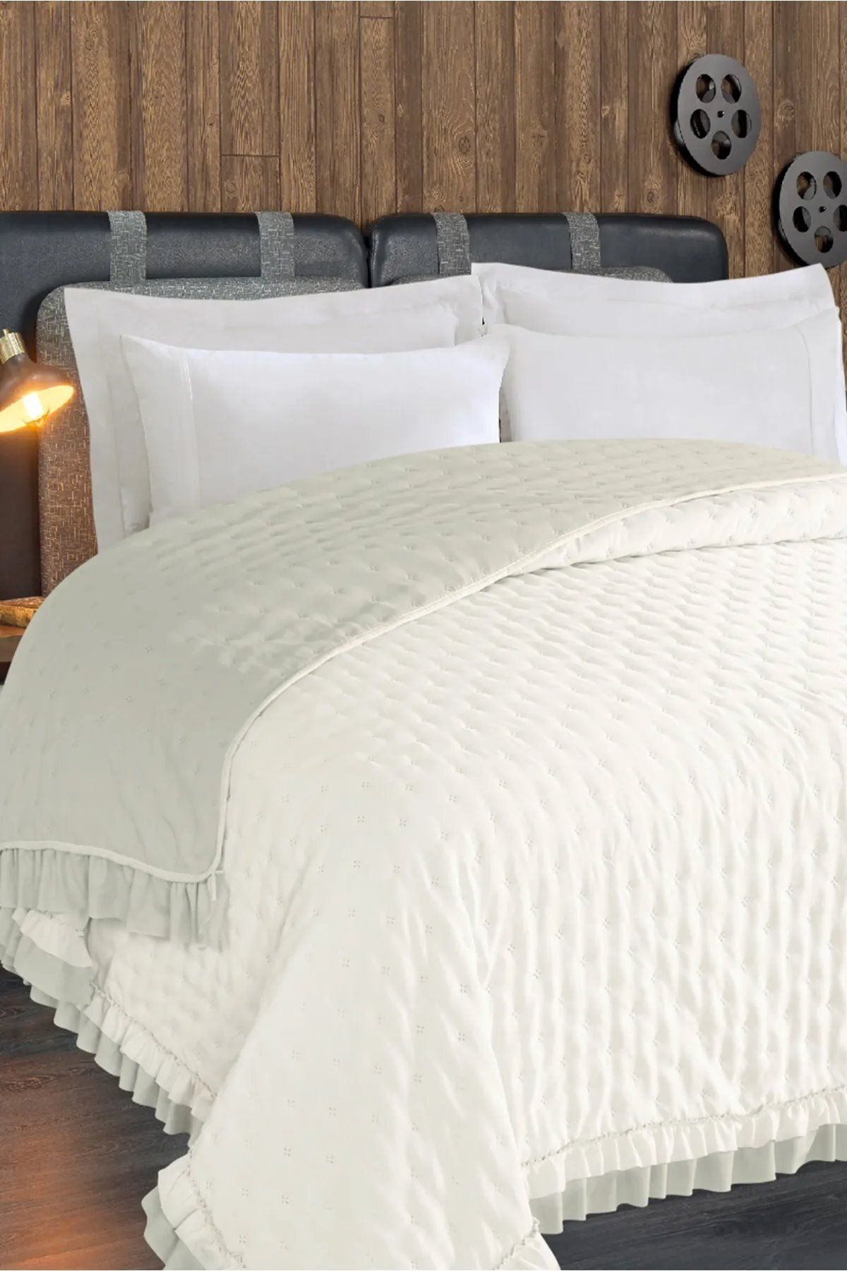 Bikaya Home Adriana Fırfırlı Çift Kişilik 200x220 Cm Yatak Örtüsü - Yastık Kılıfsız