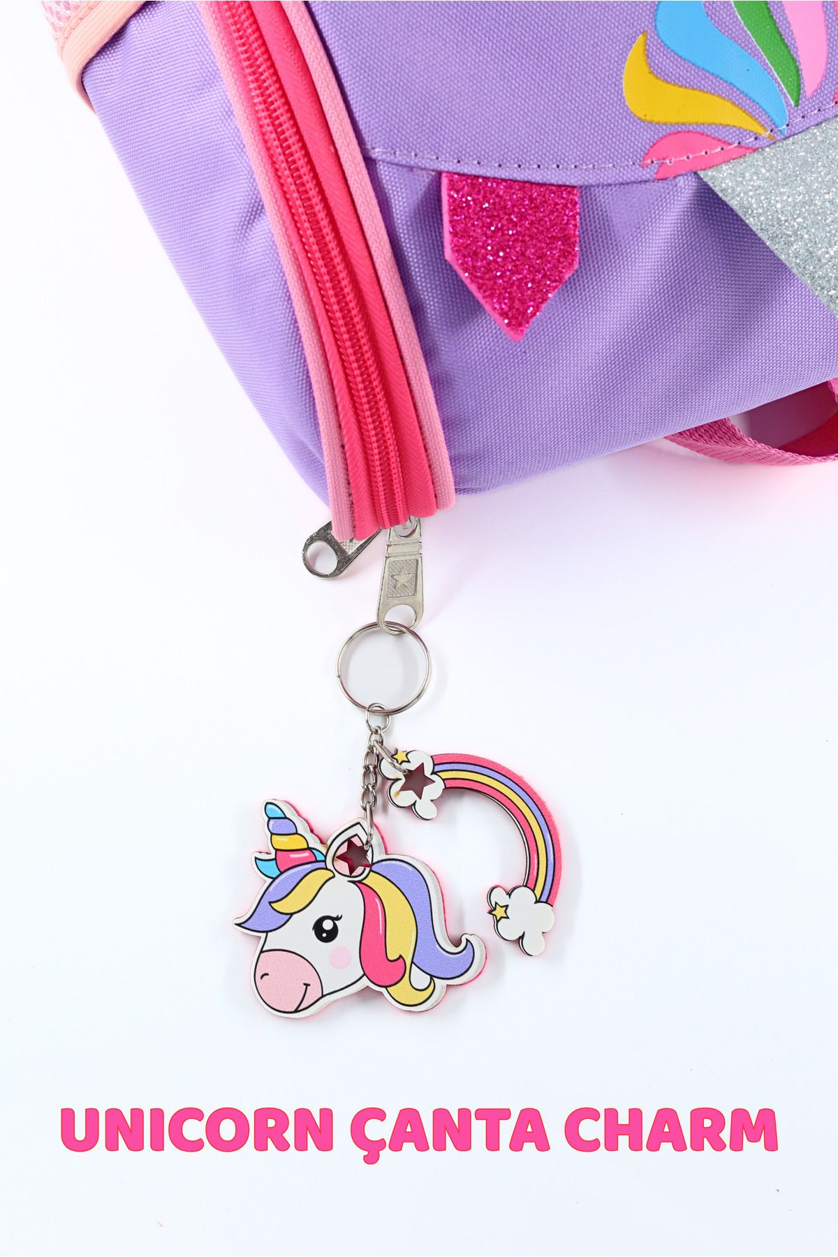 The Grade Unicorn Charm Çanta Süsü ve Anahtarlık Kız Çocuk Unicorn Çanta Süsü Okul Çanta Aksesuarı
