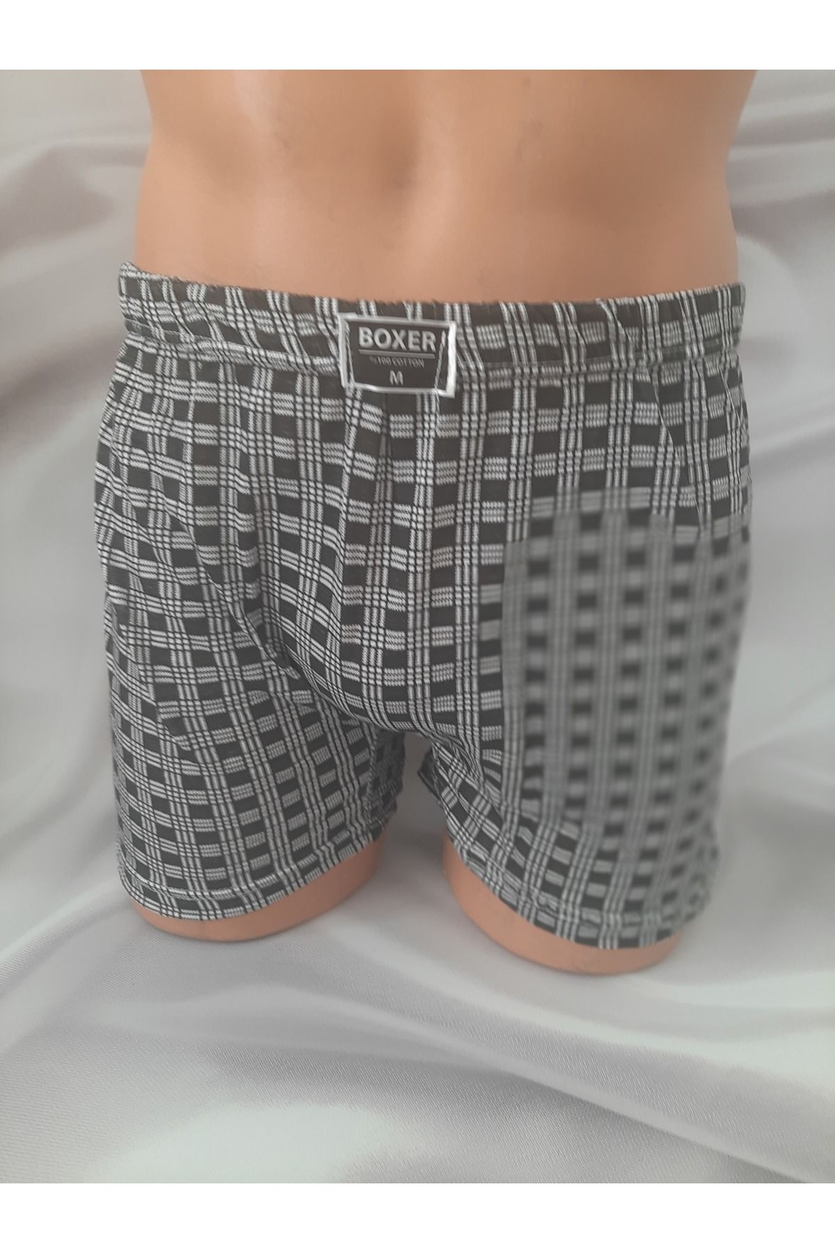 Butik Siyah kareli %100 pamuk cotton rahat kullanışlı erkek boxer