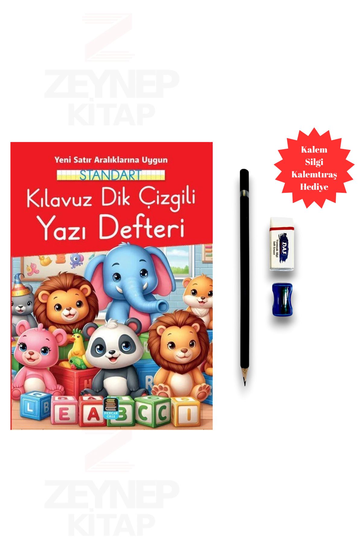 Mercan Okul Yayınları Kılavuz Dik Çizgili Yazı Defteri(Büyük Boy)(Başlangıç Seti Hediye)
