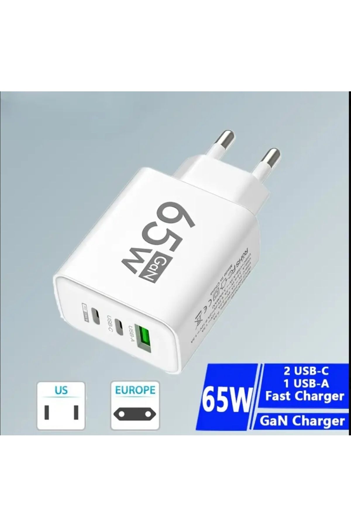 ORGANICYOU CHANG 65W GaN USB Telefon Şarj Cihazı Tip C Hızlı Şarj 3 Portlu Telefon Adaptörü