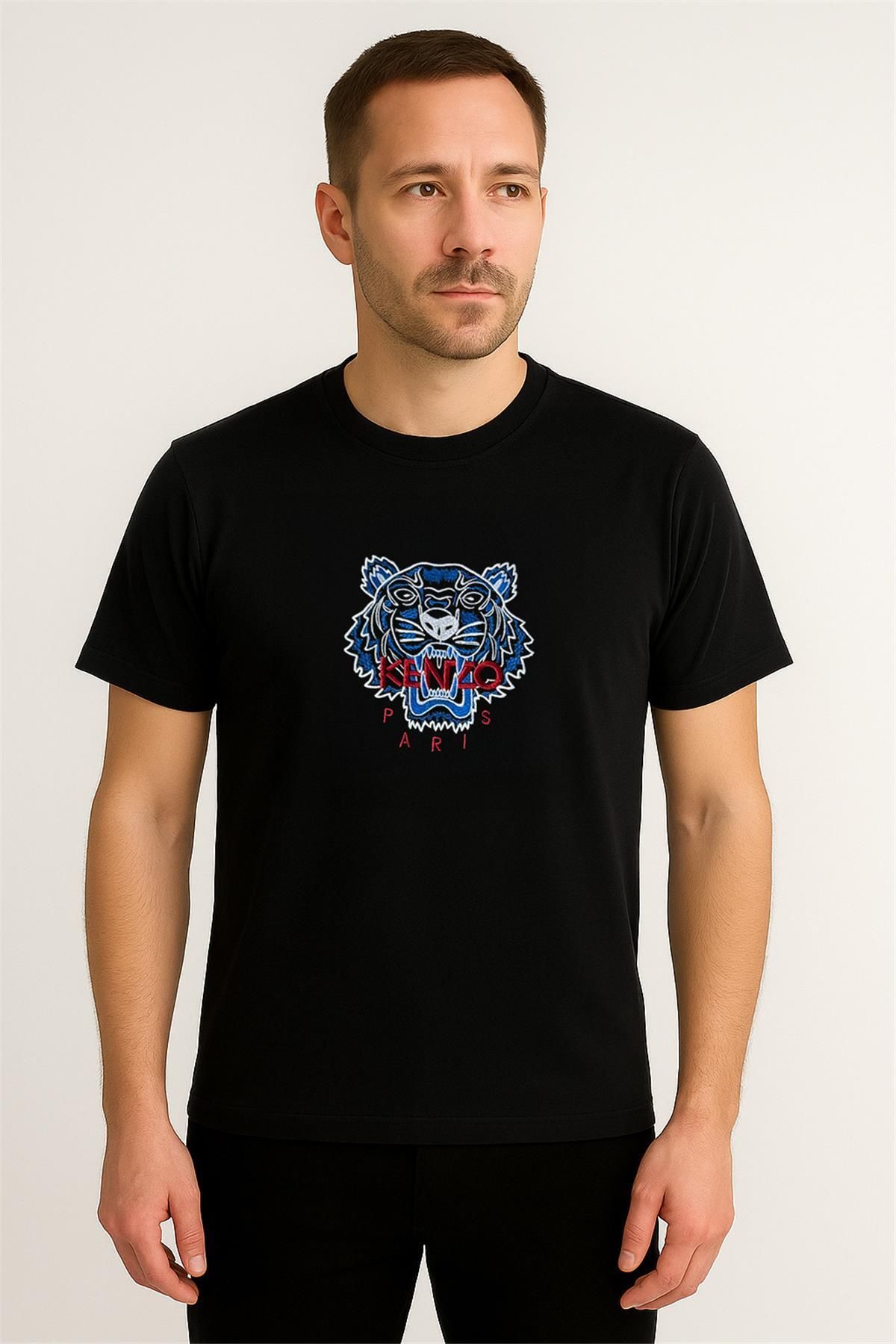 Kenzo Collection KENZO PARİS BİSİKLET YAKA PAMUK PENYE TSHİRT SİYAH