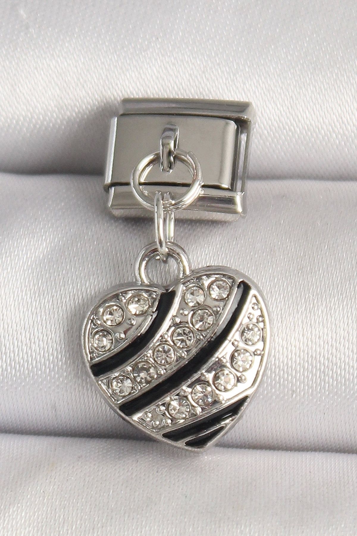 shopwave 316L Çelik Gümüş Renk Zirkon Taşlı Kalp Model Nomination Charm