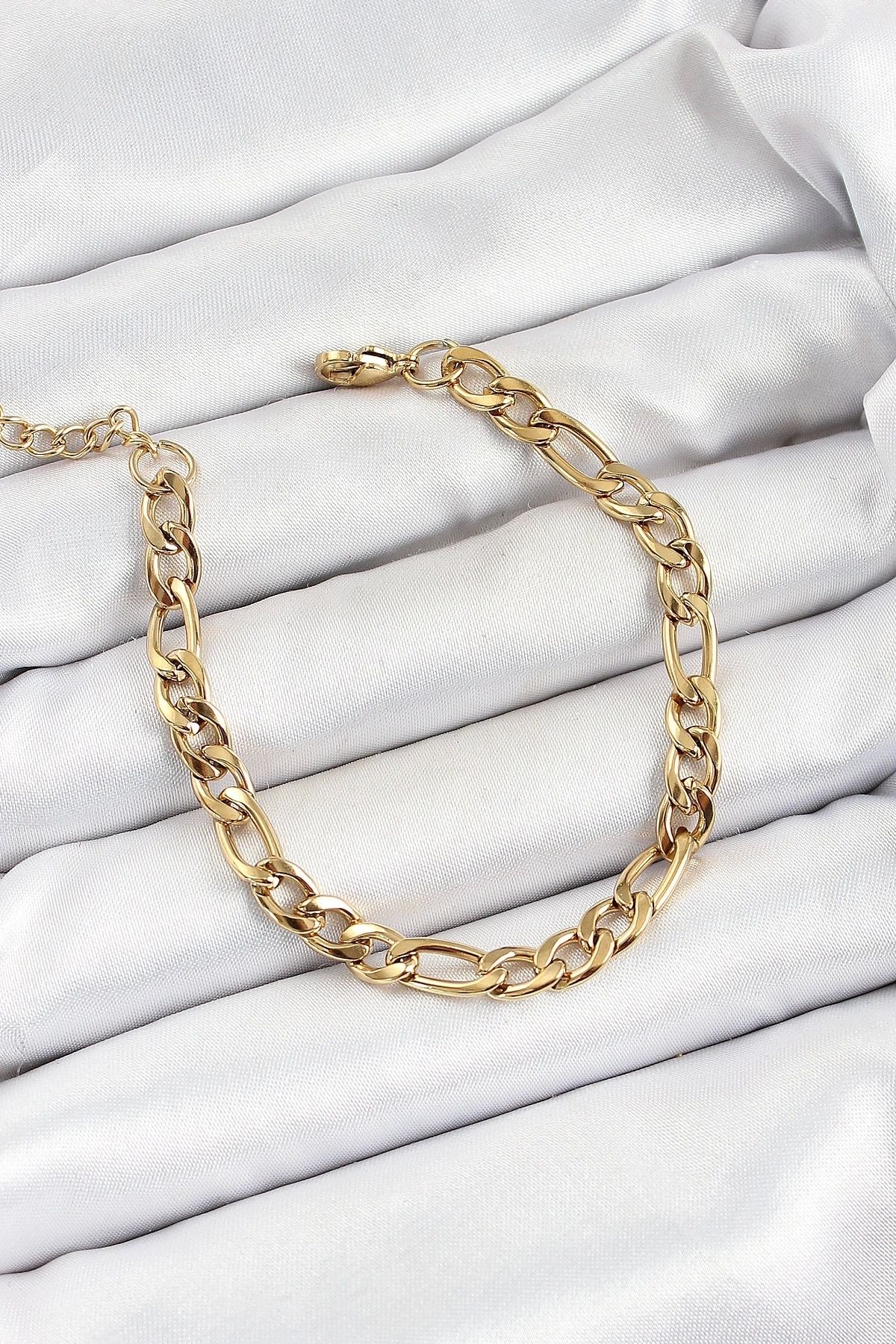 shopwave 316L Çelik Gold Renk Zincir Erkek Bileklik