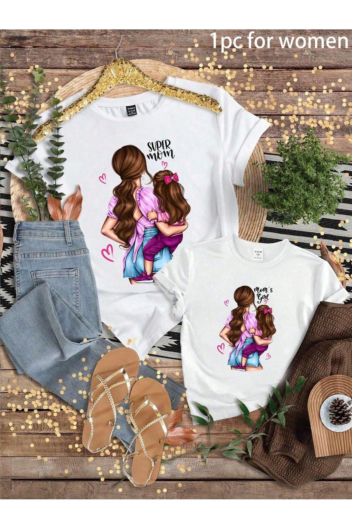 darkopia Super Mom Baskılı Anne ve Çocuk T-Shirt (Tekli Üründür Kombin Yapılabilir Ayrı Ayrıdır)