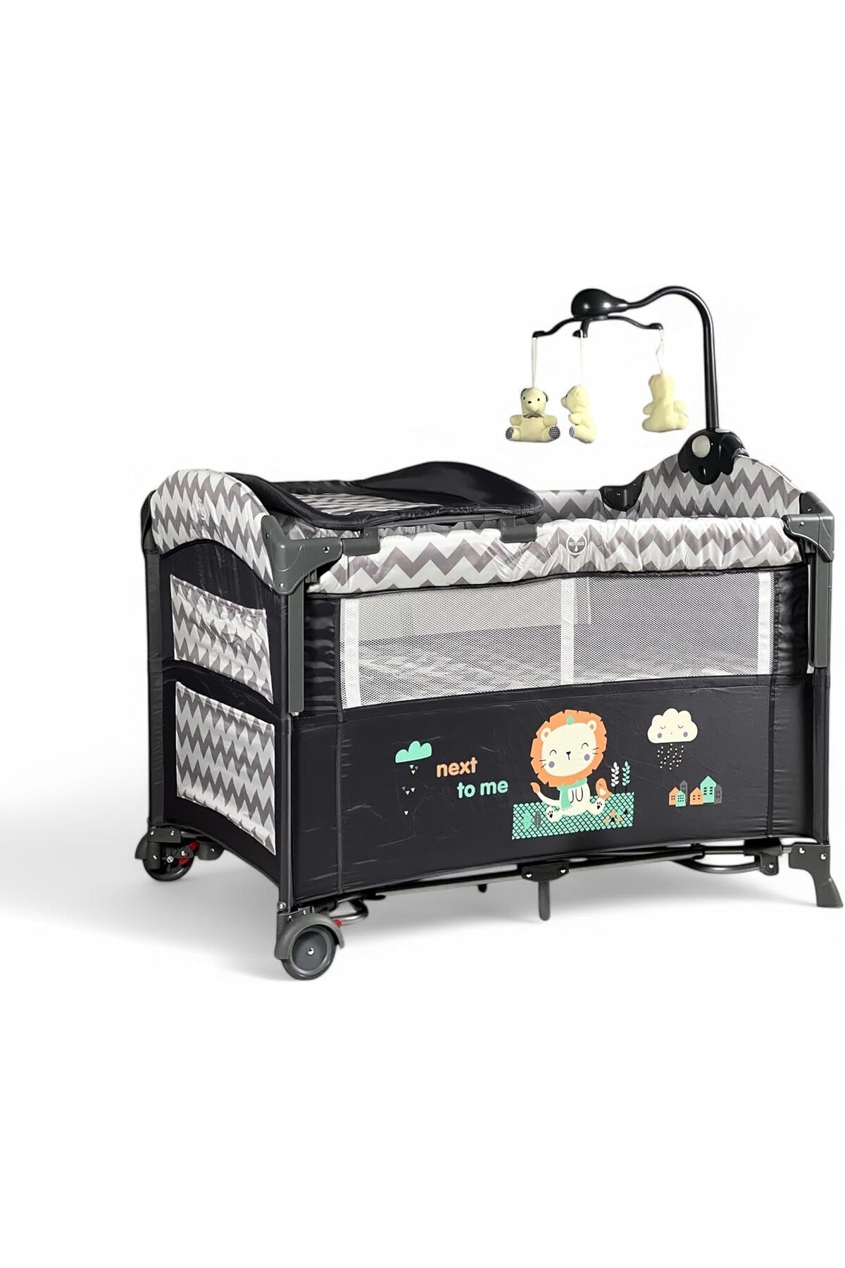 ALBADER-Baby Bedside Adjustable, Baby Bed Portable Crib with Diaper Changing Table, Baby Crib 1