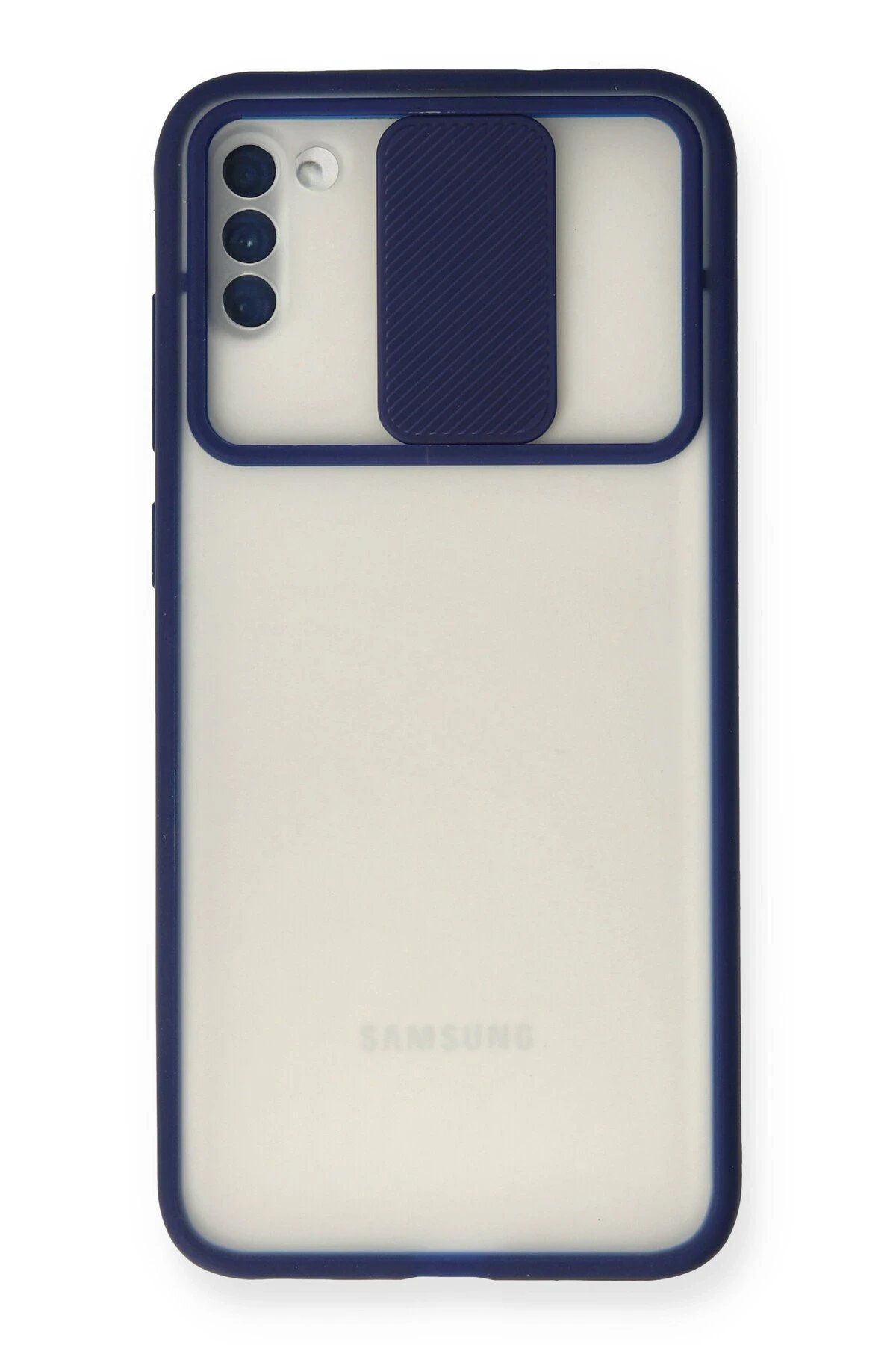 Toptan Bulurum Samsung Galaxy A11 Kılıf Palm Buzlu Kamera Sürgülü Silikon - Lacivert