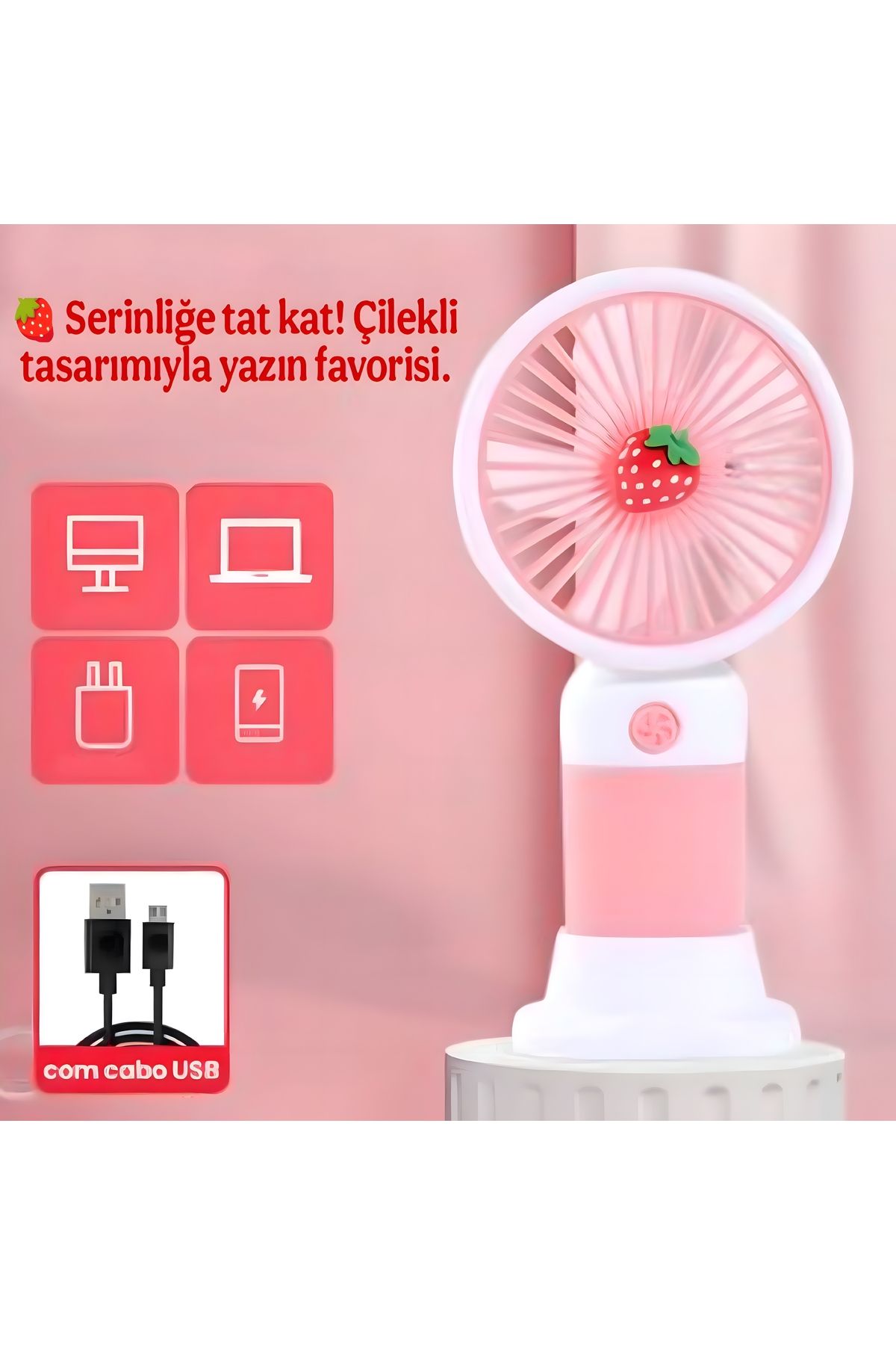 VİORA LENSE Mini Taşınabilir Sessiz El Fanı – Meyve Temalı 4 Renk Seçeneği