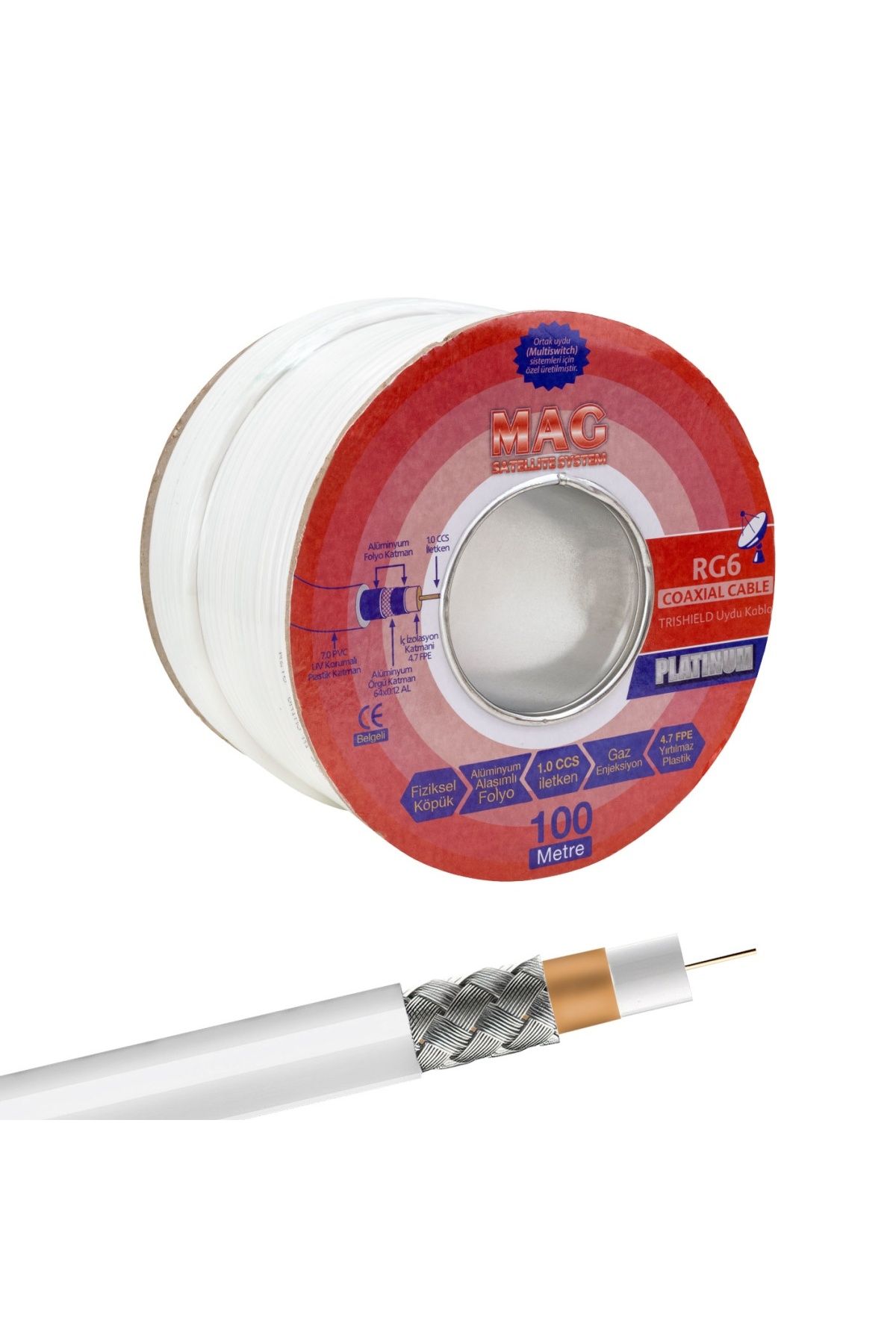 Findit MAG PLATINUM RG6/U4 TRISHIELD 64 TEL ANTEN KABLOSU (100 METRE) (2818)