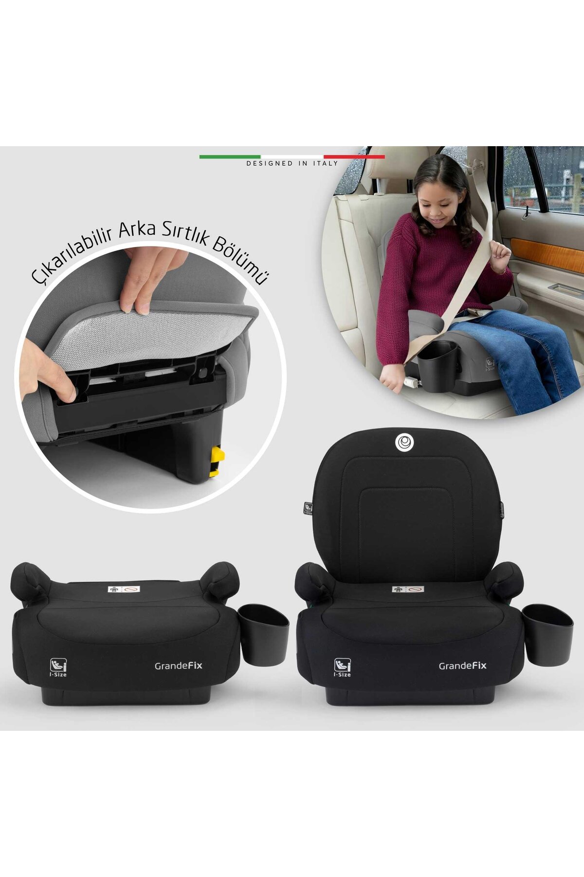 Elele GrandeFix I-Size Yükseltici Oto Koltuğu İsoFix 125-150 CM 15-36 KG Siyah fotoğrafı 6 (önizleme)