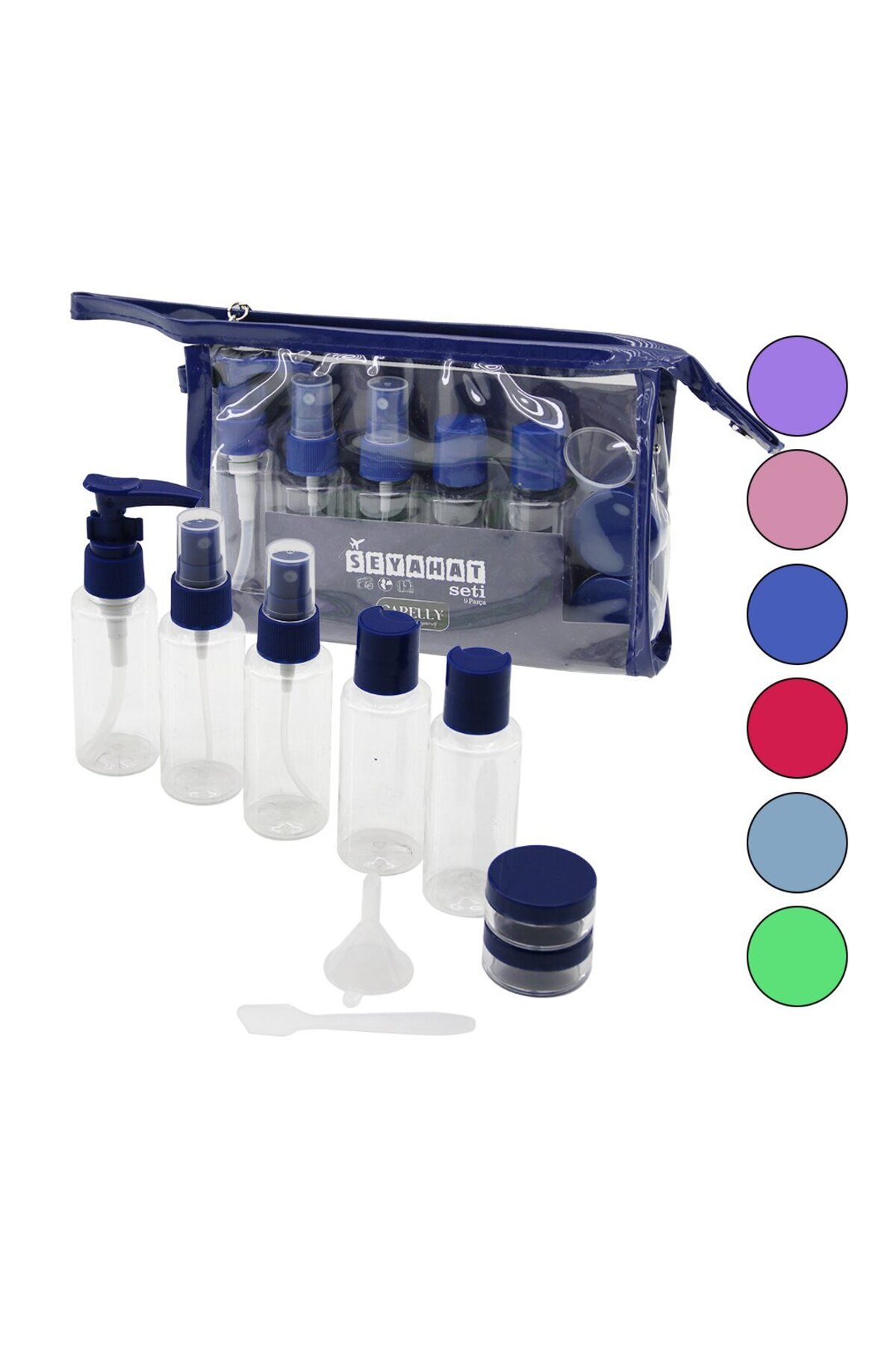 STOREMAX nffastore 9 PCS SEYAHAT KOZMETİK SET 5-PLS.POMPALI+SPREY+KAPAKLI ŞİŞE50ML- 2-KREM KUTU10GR- 1-HU