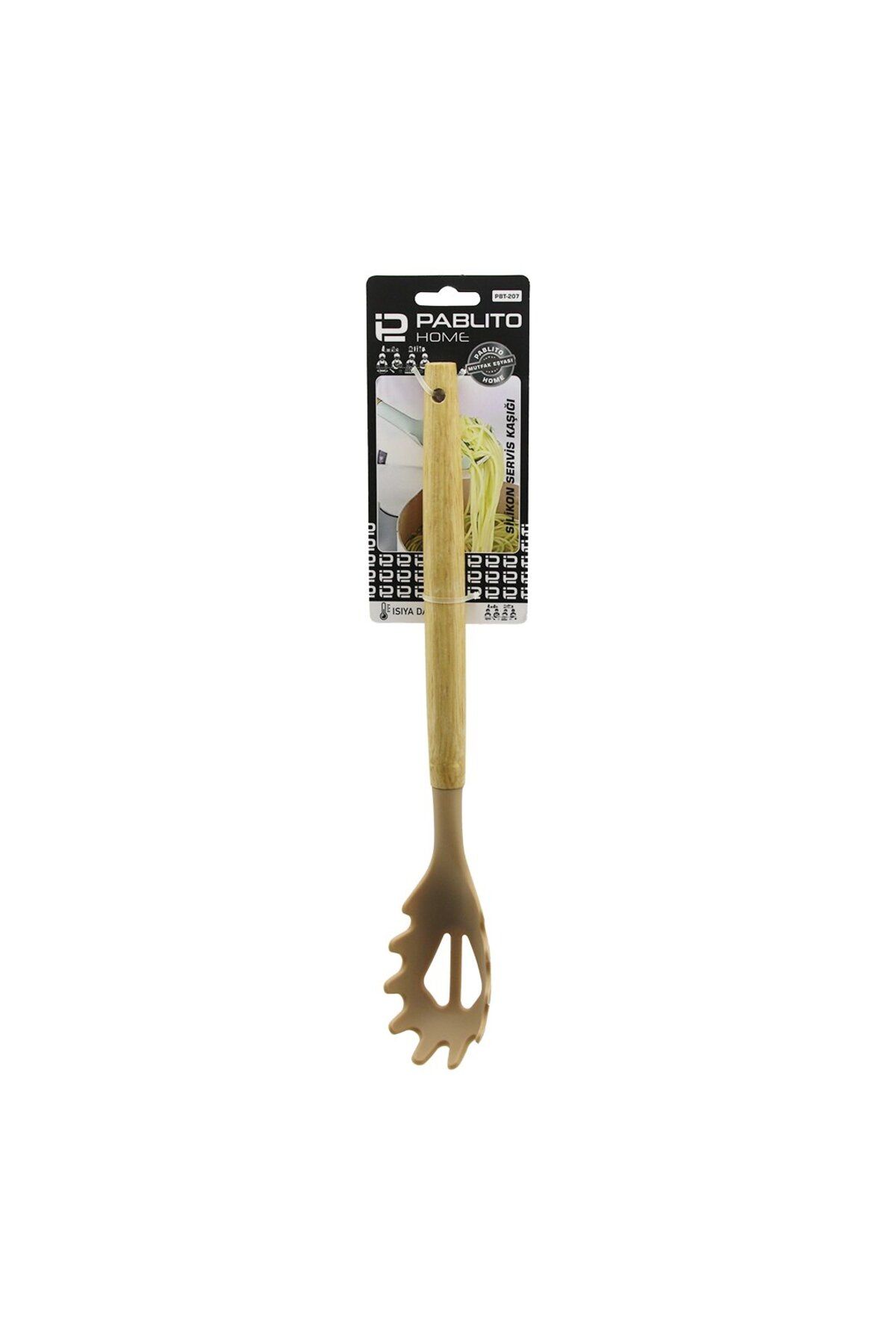 STOREMAX nffastore 30.7CM SİLİKON MAKARNA SERVİS KAŞIK AHŞAP BAMBU SAP Star Collectionbuy 1051353