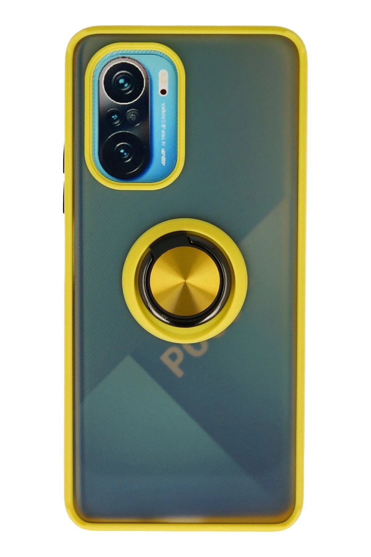 Toptan Bulurum Xiaomi Redmi K40 Kılıf Montreal Yüzüklü Silikon Kapak - Sarı