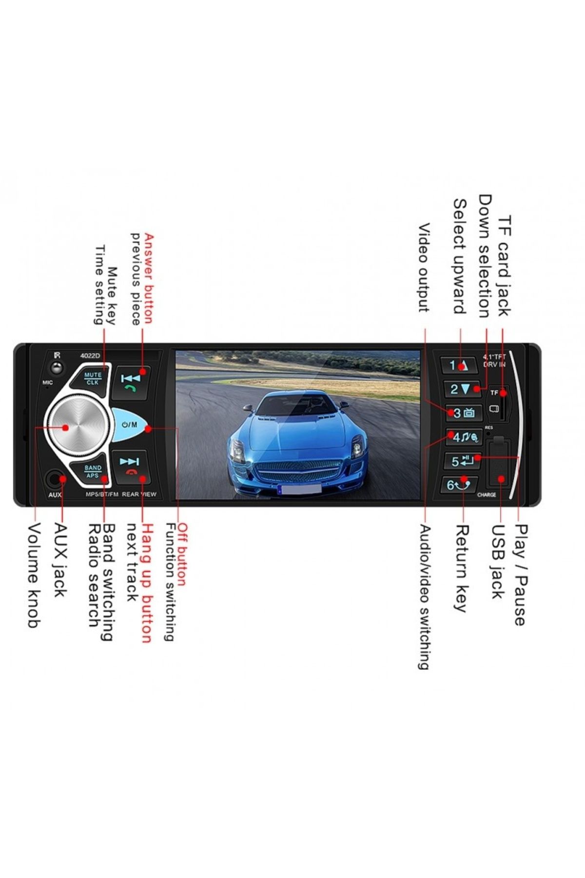 TECHSTAR-Car Radio MP5 PLAYER Techstar® 4022D SMART 1DIN, with 4.1" Display, Bluetooth, Remote Control 10