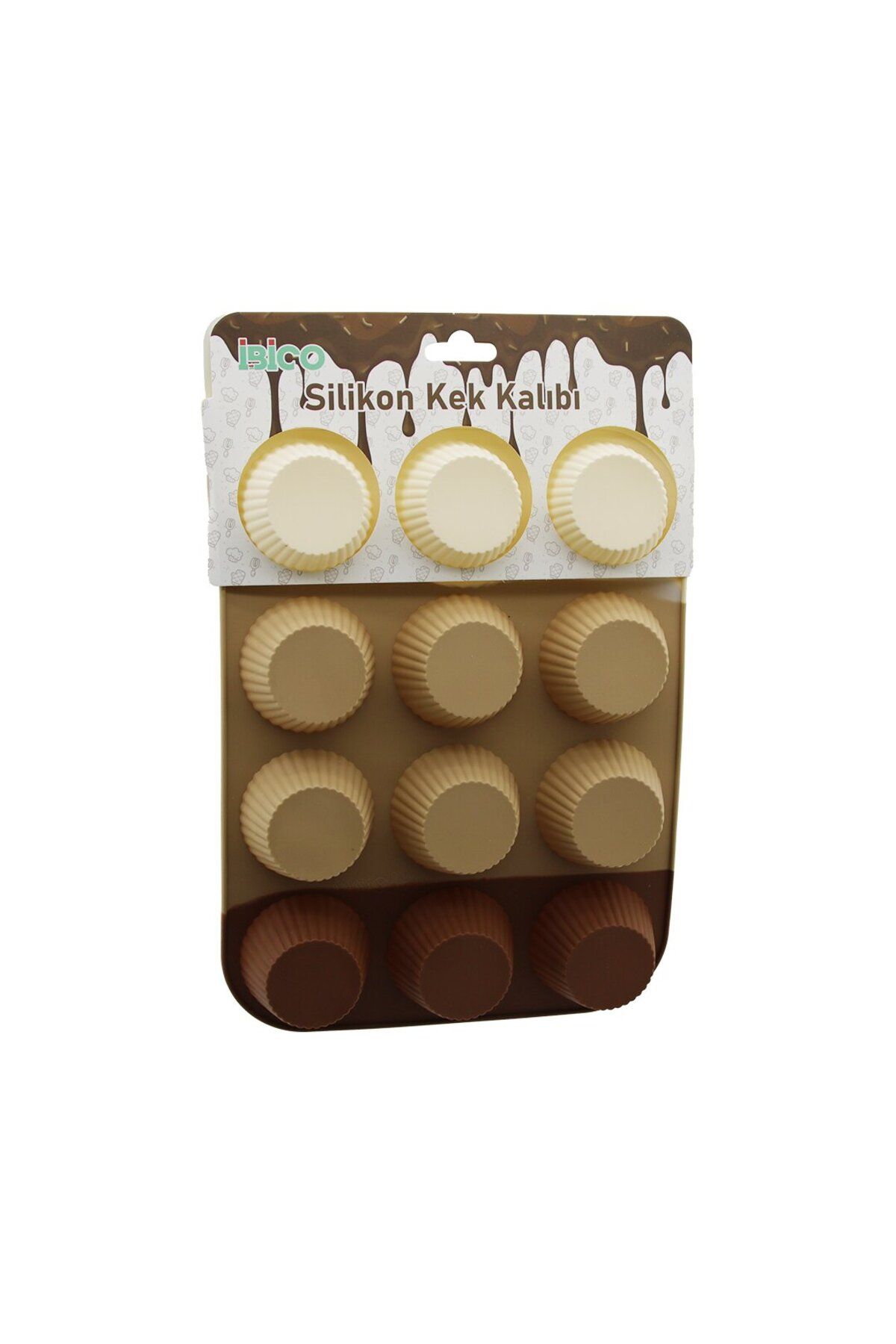 STOREMAX nffastore KLASİK ÇİZGİLİ ŞEKİL12Lİ - MİNİ SİLİKON MUFFİN KEK KALIP ASKILIKLI Star Colle
