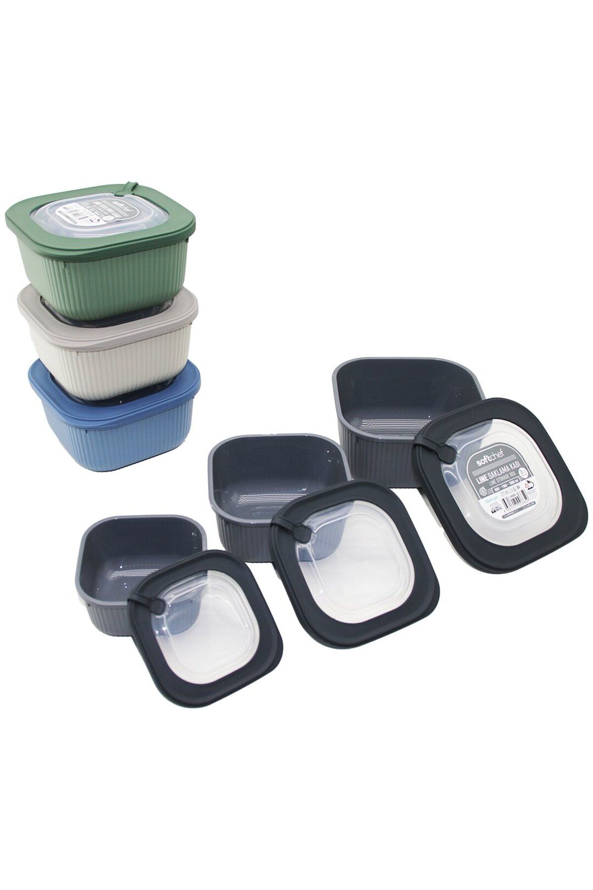 STOREMAX nffastore 3LÜ SET=600-1100-1800ML RENKLİ PLASTİK SAKLAMA KABI VAKUM KAPAK Star Collectionbuy 10