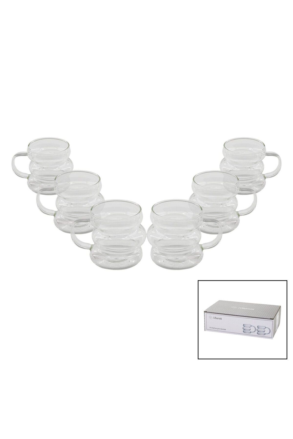 STOREMAX nffastore 6PCS 3 BOĞUMLU - ŞERİTLİ KAHVE YANI CAM BARDAK Star Collectionbuy 1051353