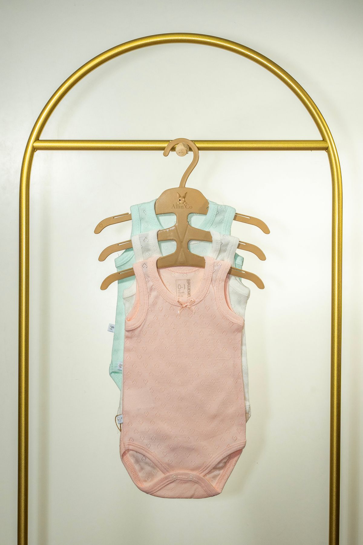 Caramell Allin'co - Caramell Kız Bebek 3'lü Kolsuz Body