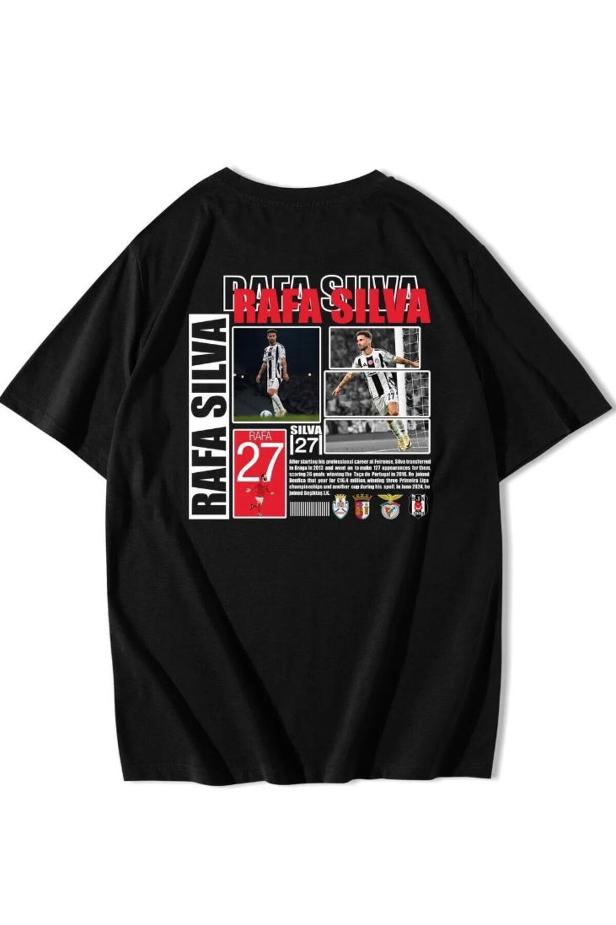 Framgan Erkek/Kadın RAFA SİLVA Özel Baskılı Günlük Kısa Kol Bisiklet Yaka Pamuklu T-Shirt