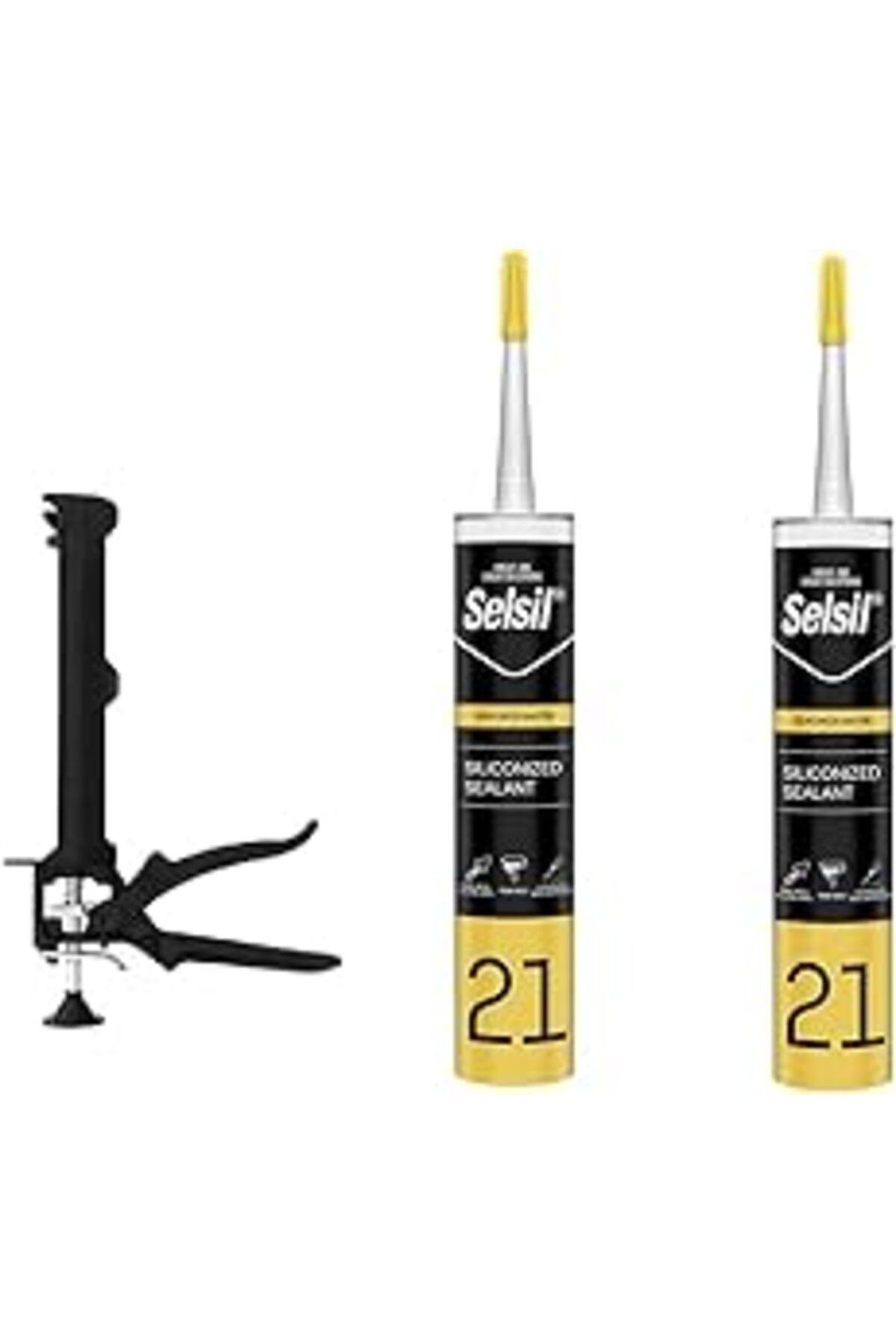 Mu Art Ahşap Selsil Beyaz Boyanabilir Silikonize Mastik Silikon Tabanca Seti 500Gr X 2 Adet Silikon Ve Tabancası