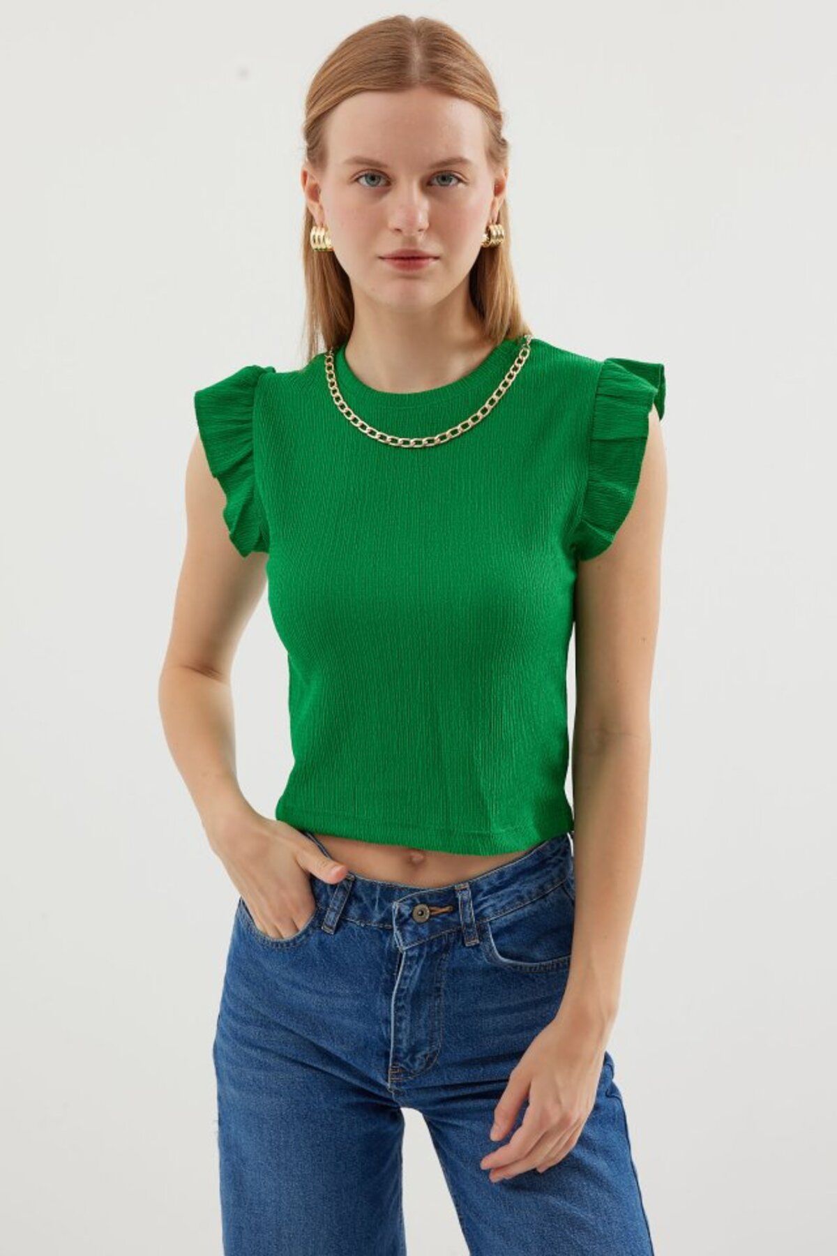 ETİLER COLLECTION 0430 Örme Bluz - Yeşil