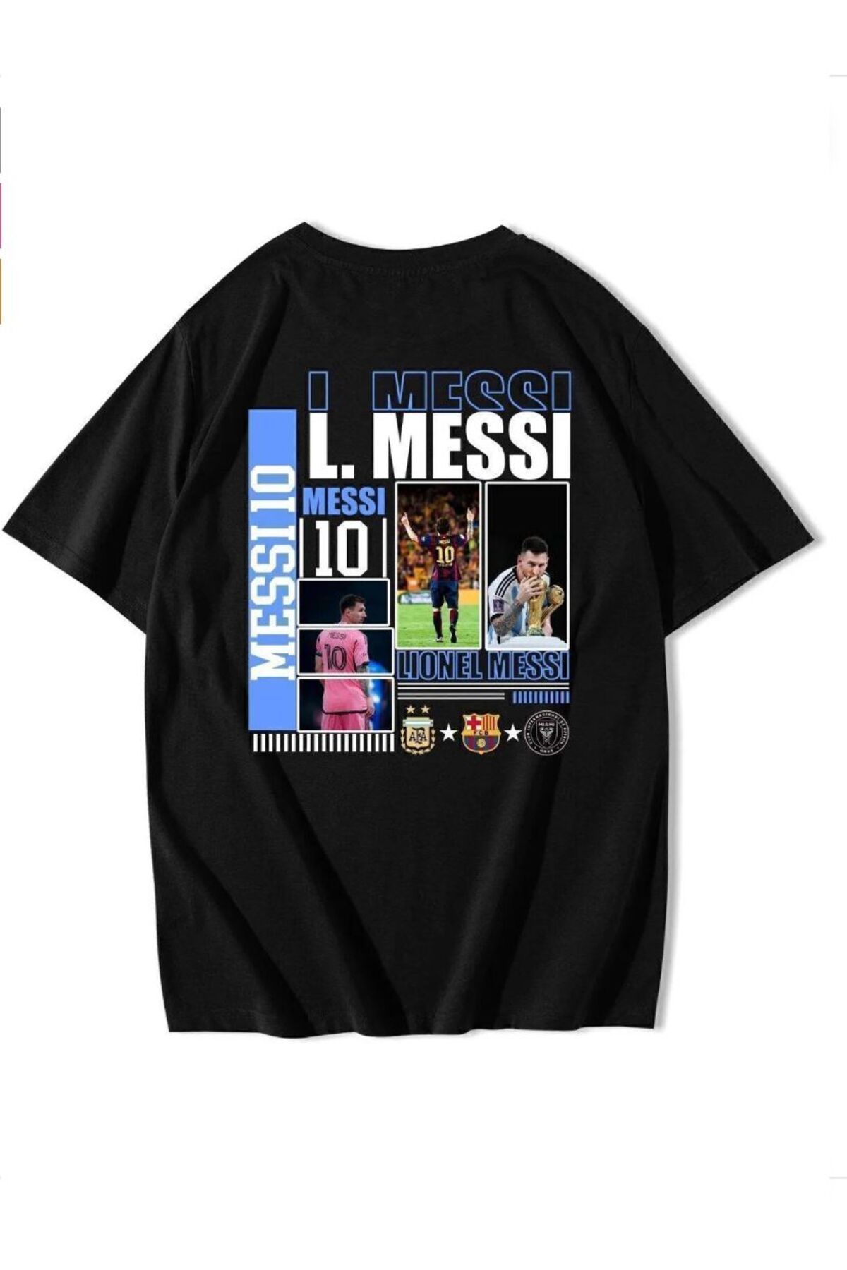 Framgan Erkek/Kadın LİONEL MESSİ Özel Baskılı Günlük Kısa Kol Bisiklet Yaka Pamuklu T-Shirt