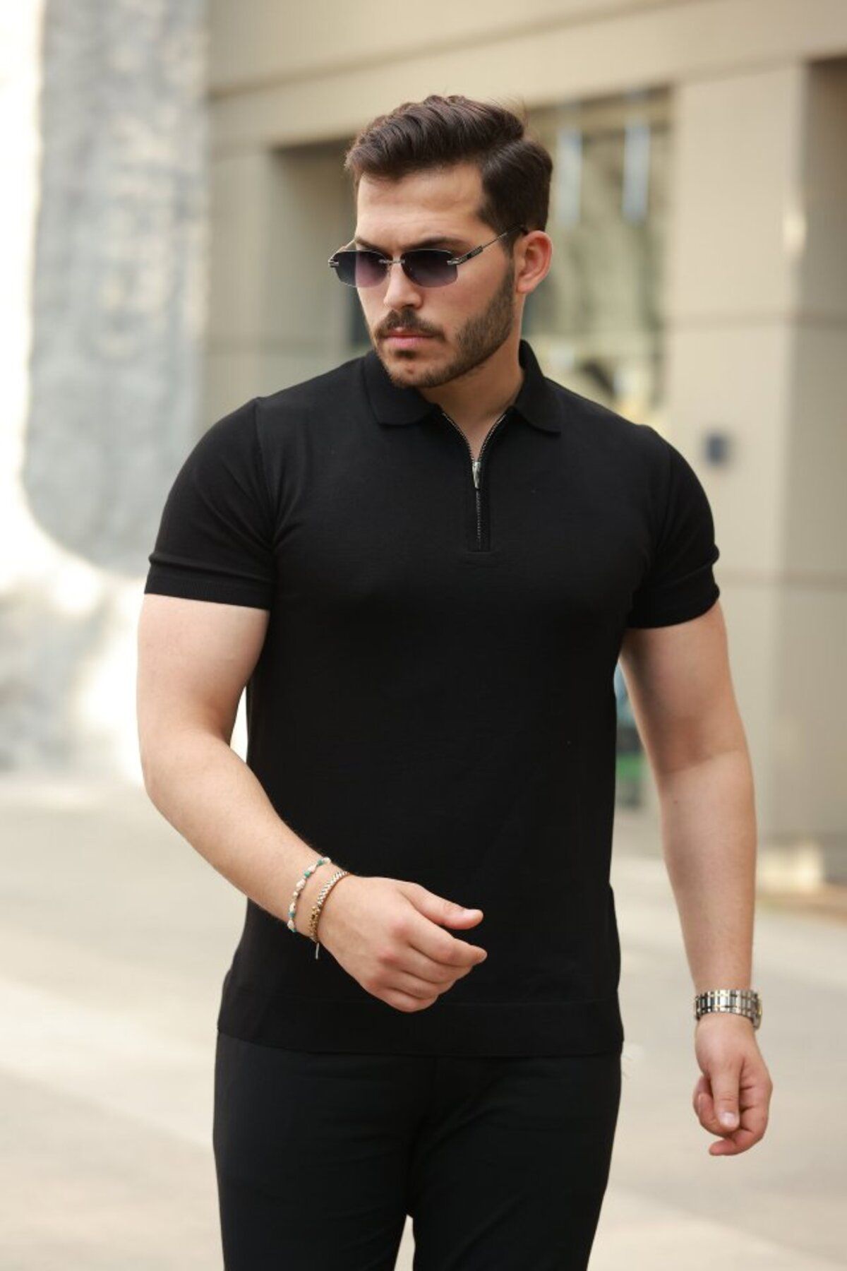 ETİLER COLLECTION Erkek Fermuar Yakalı Kısa Kollu Tişört