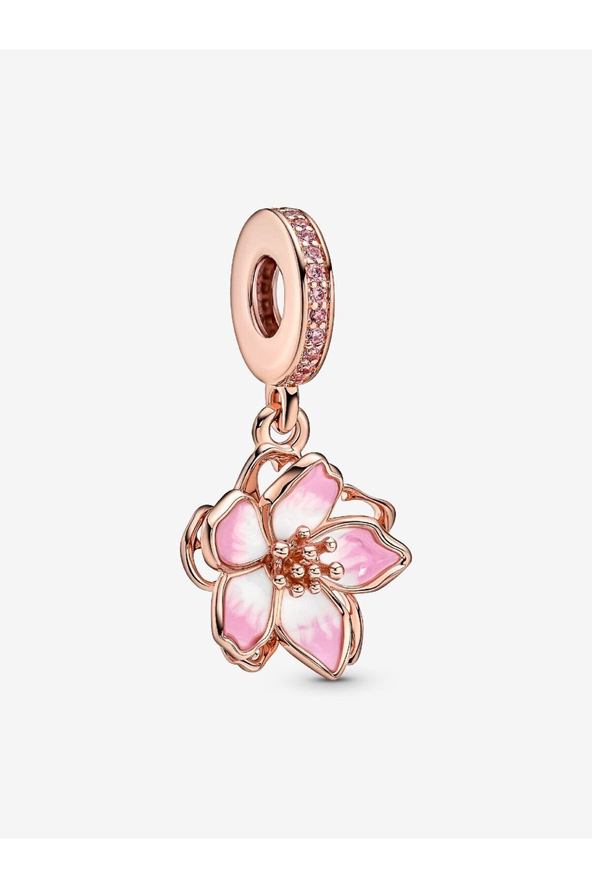 D&D Dora&Dora Pembe Kiraz Çiçeği Sallantılı Charm 925 Ayar Gümüş