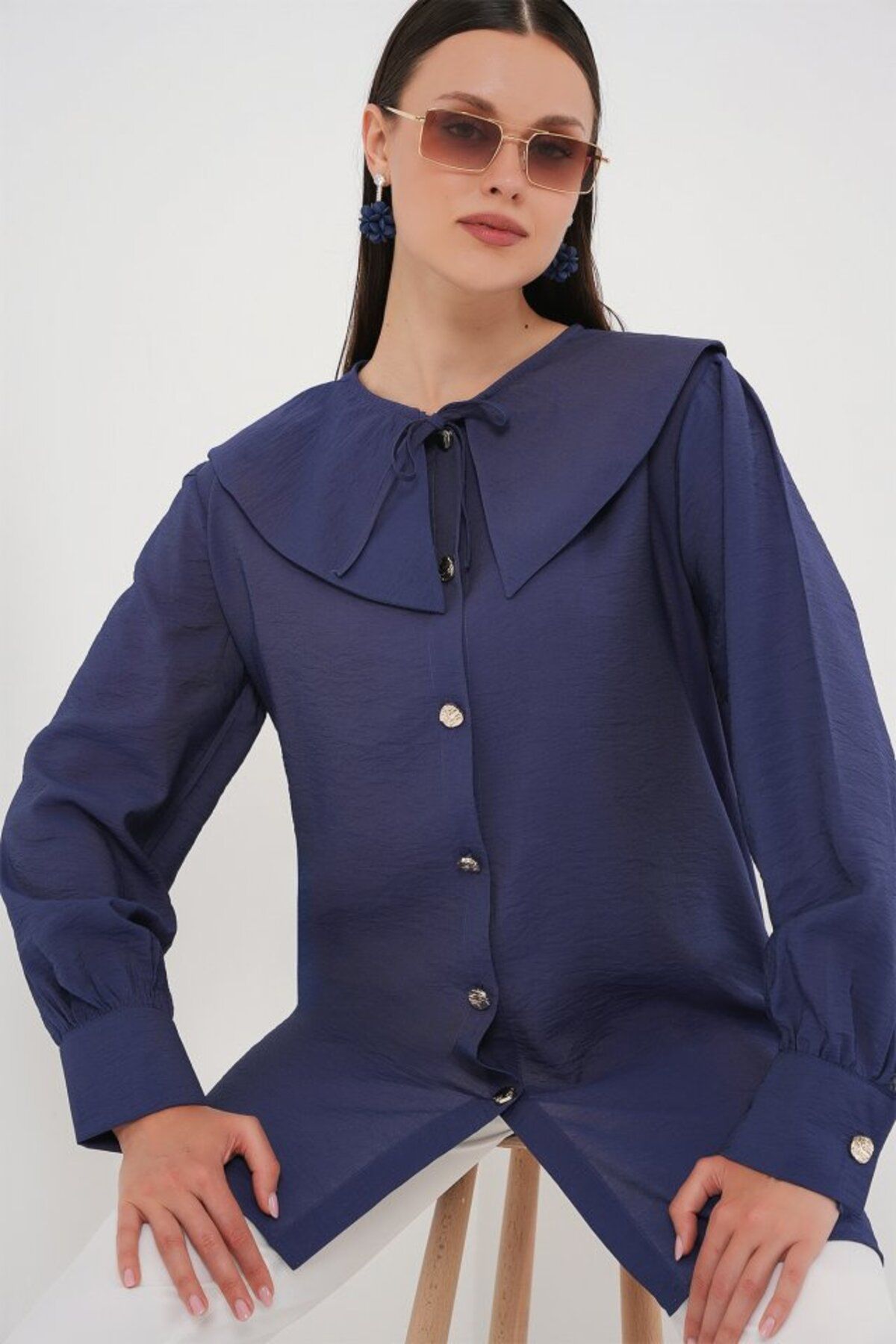 ETİLER COLLECTION Bebe Yaka Uzun Tunik 5967 - İndigo