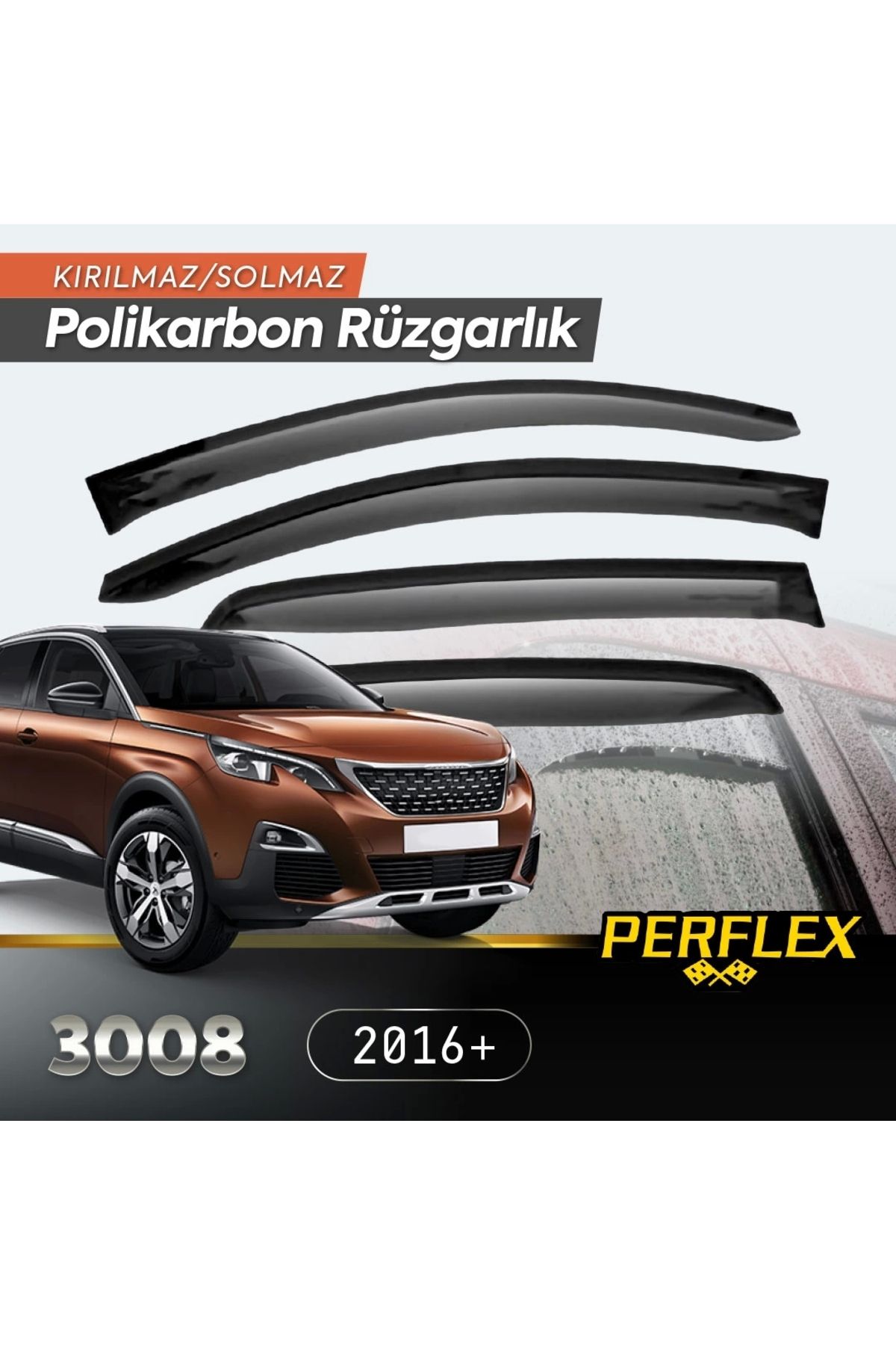 shop Peugeot 3008 2016+ Cam Rüzgarlığı V2 Düz