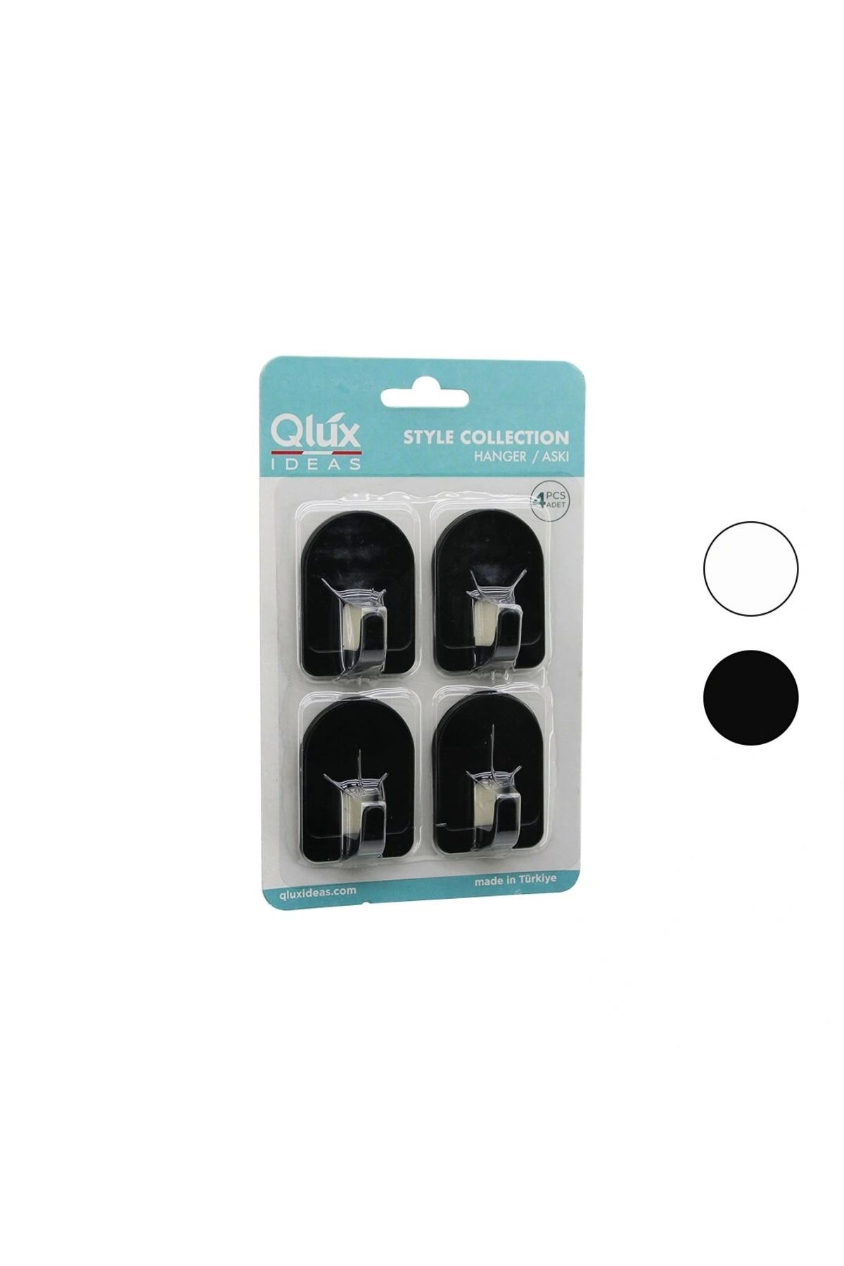 shopwave QLUX L-00950 4PCS DOME ASKI NO-2 KUBBELİ - SİYAH - BEYAZ - PLASTİK ASKI YAPIŞKANLI MONTAJ (5047)