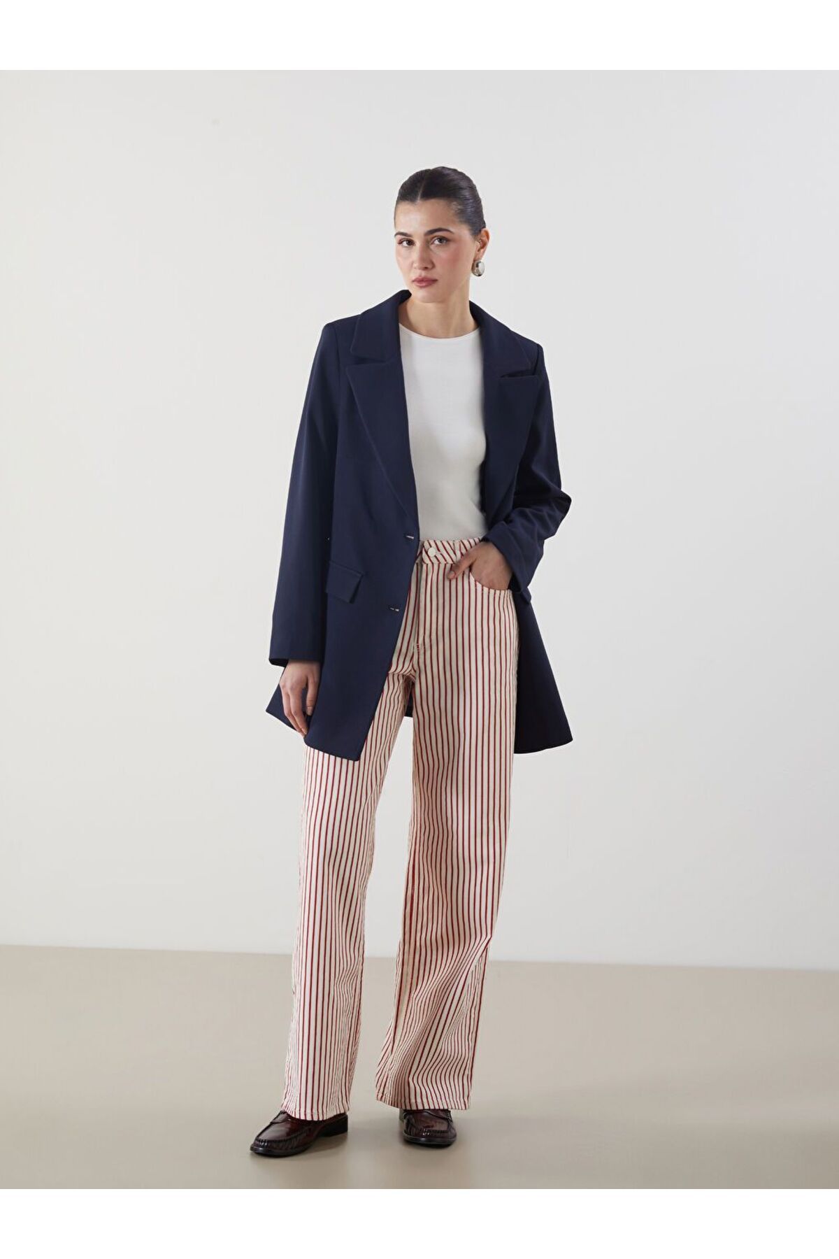 LC Waikiki LCW Modest Çizgili Wideleg Kadın Jean Pantolon
