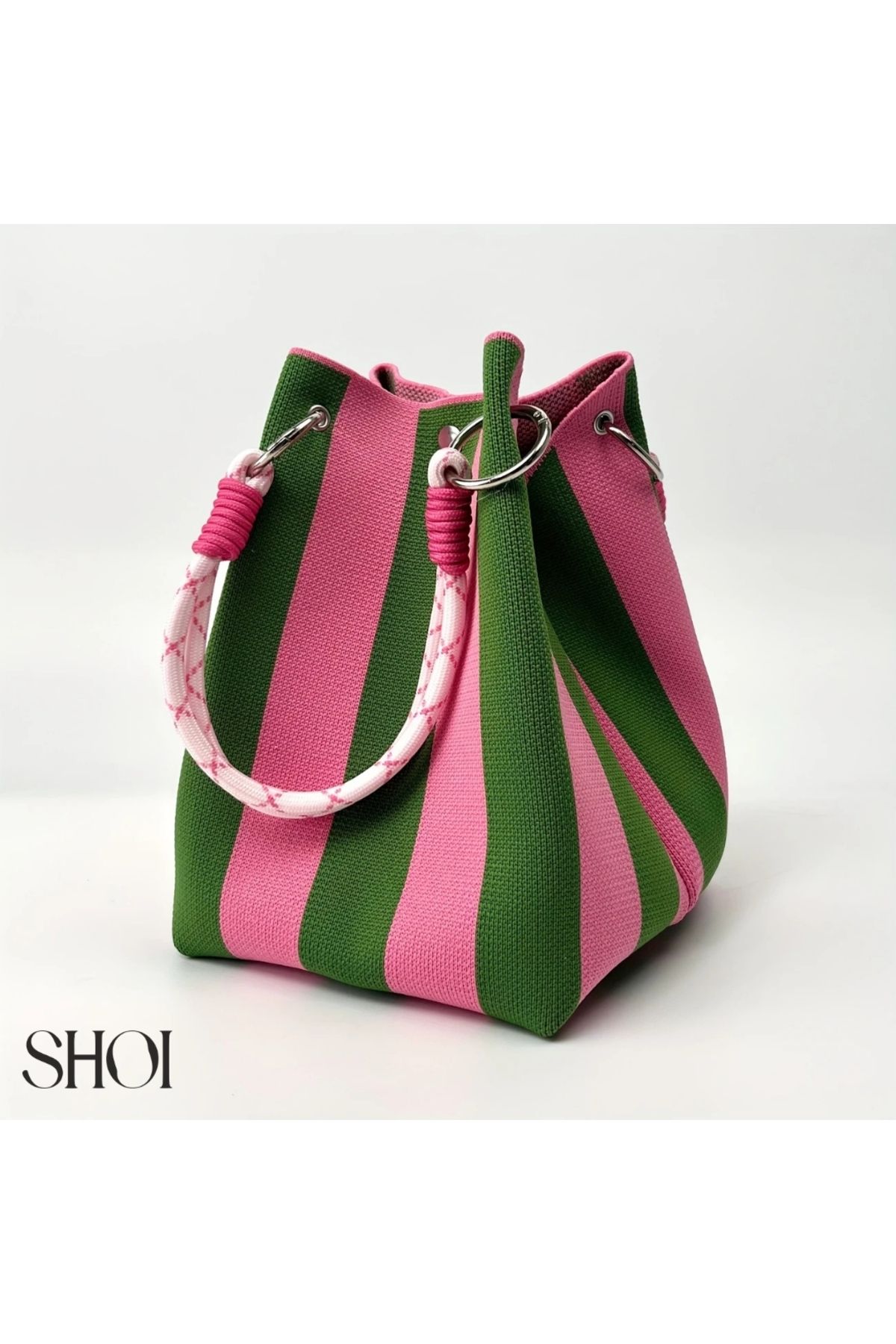 Shoi Poppin Bag Yeşil Pembe Retro Çanta