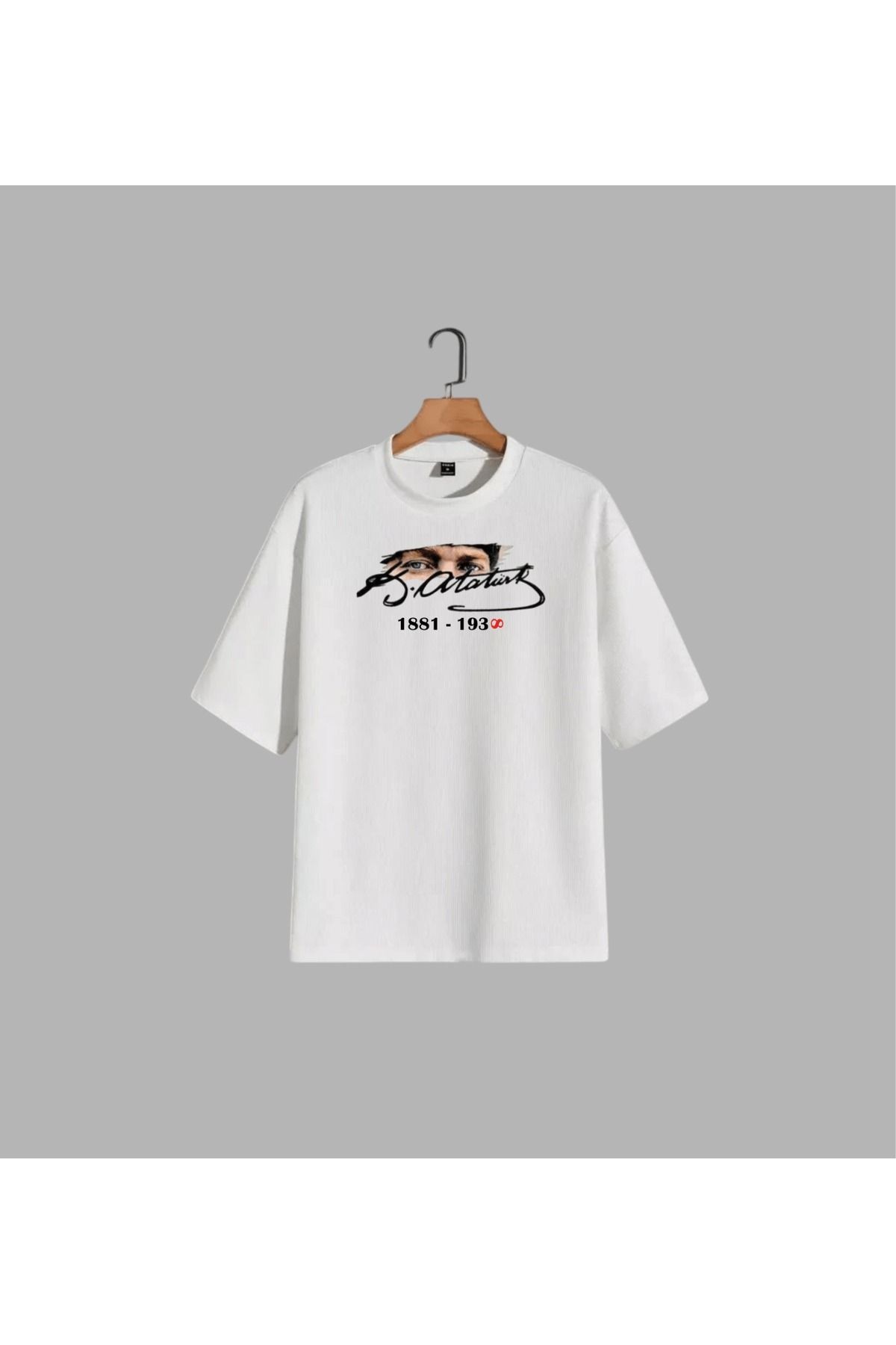 Bir adım baskı Unisex Erkek/Kadın Özel Baskılı Oversize Bisiklet Yaka Tişört