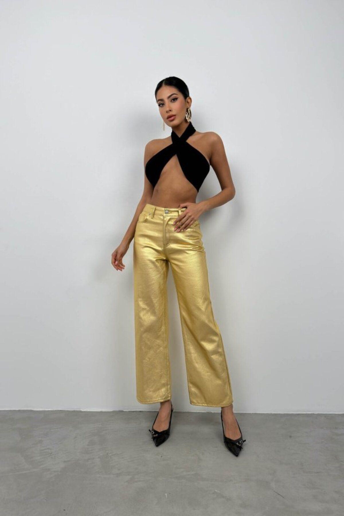 ETİLER COLLECTION Metalik Yüksek Bel Pantolon