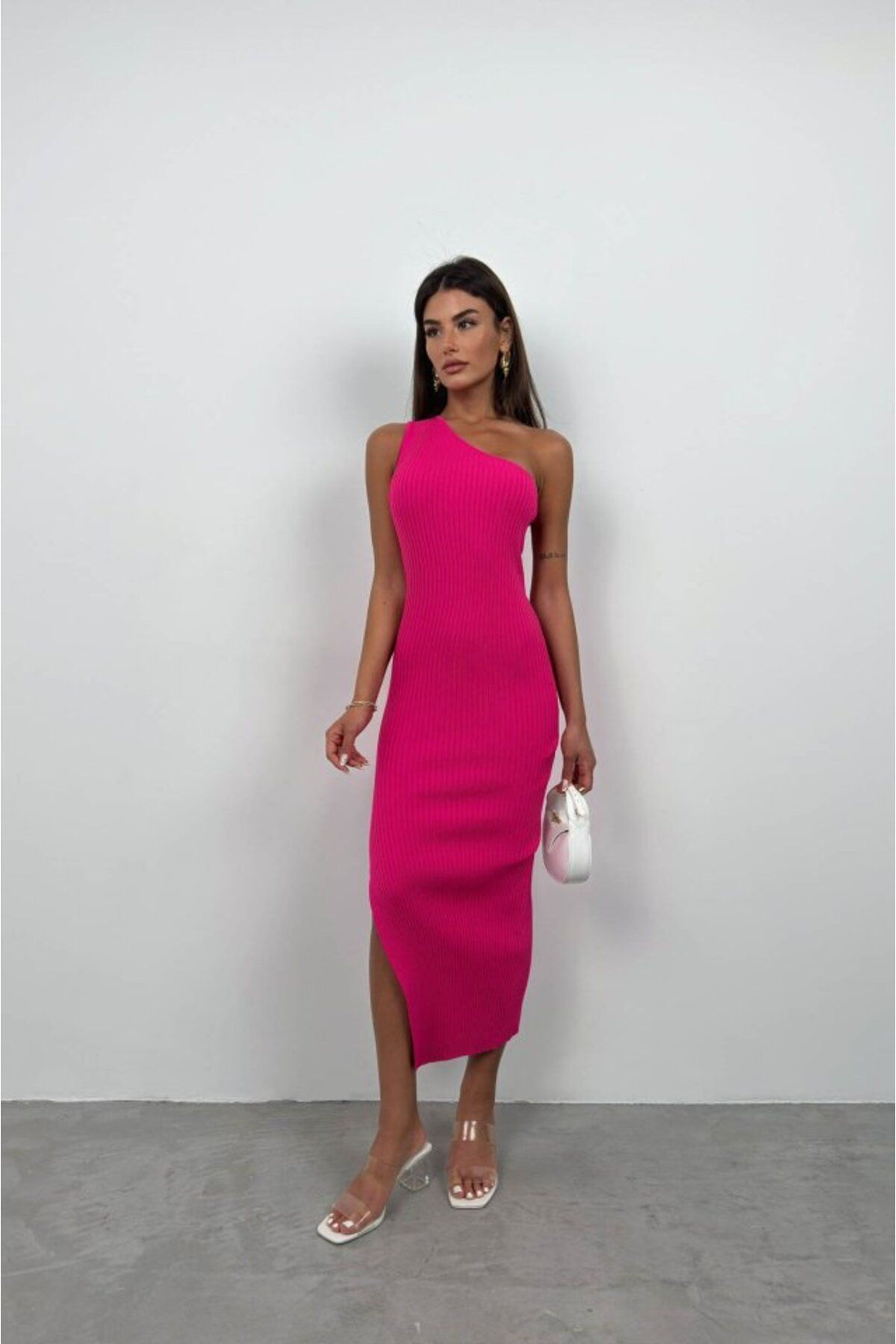 ETİLER COLLECTION Tek Omuz Yırtmaçlı Elbise